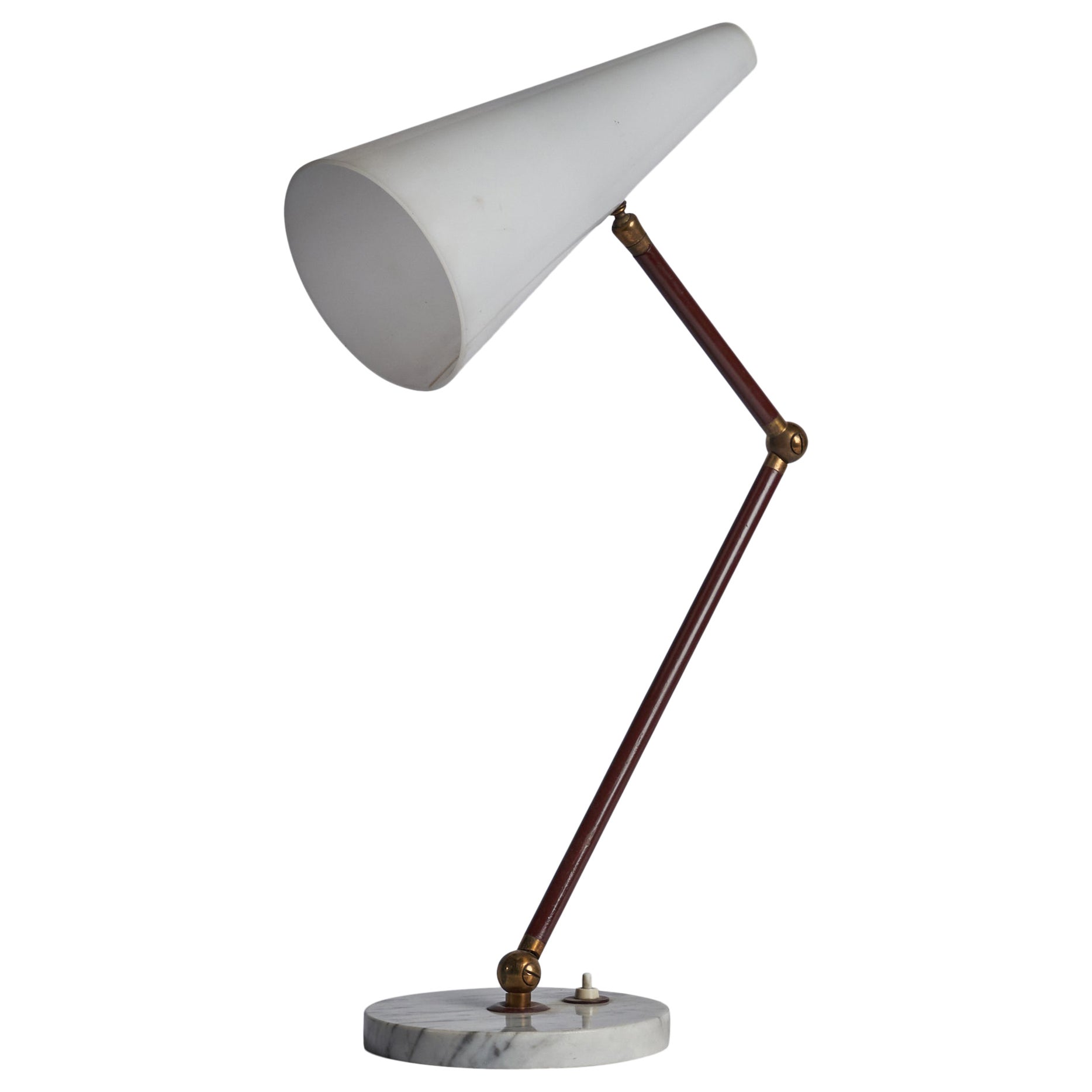 Raptek Milano, Lámpara de mesa, Latón, Metal, Acrílico, Mármol, Italia, Años 50 en venta