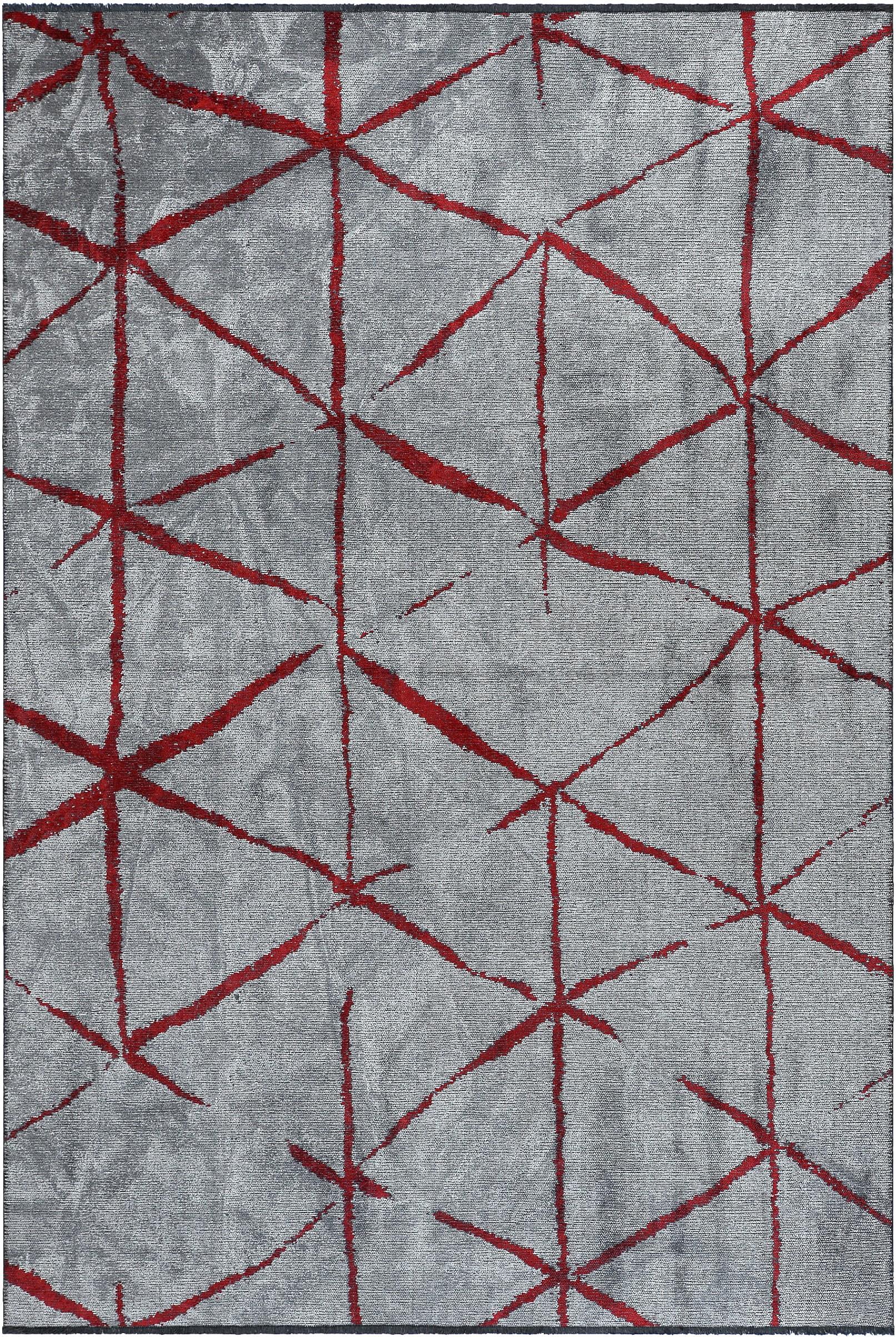 For Sale:  (Red) Modern Abstract Luxury Hand-Finished Area Rug