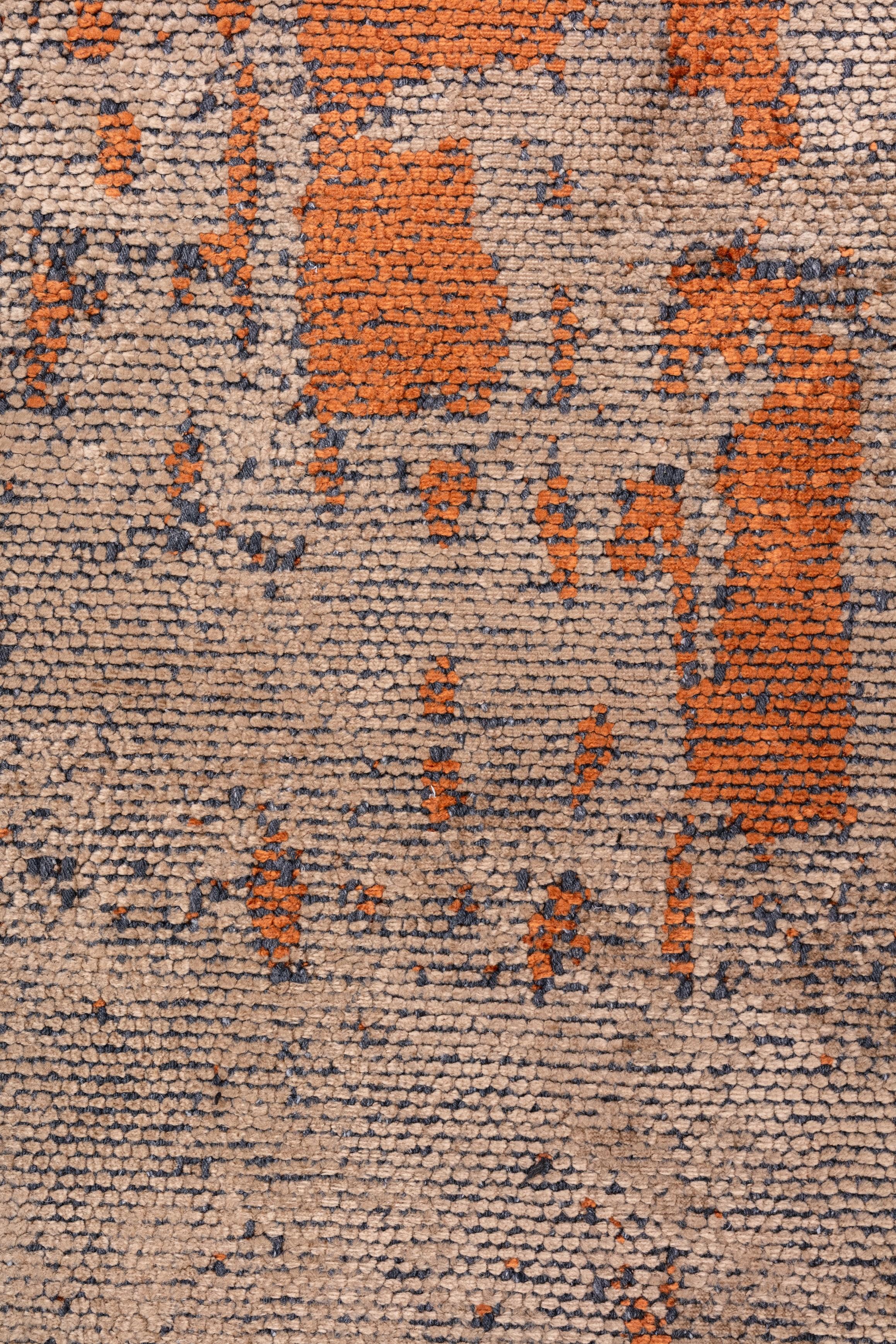 For Sale:  (Orange) Modern  Abstract Luxury Hand-Finished Area Rug 5