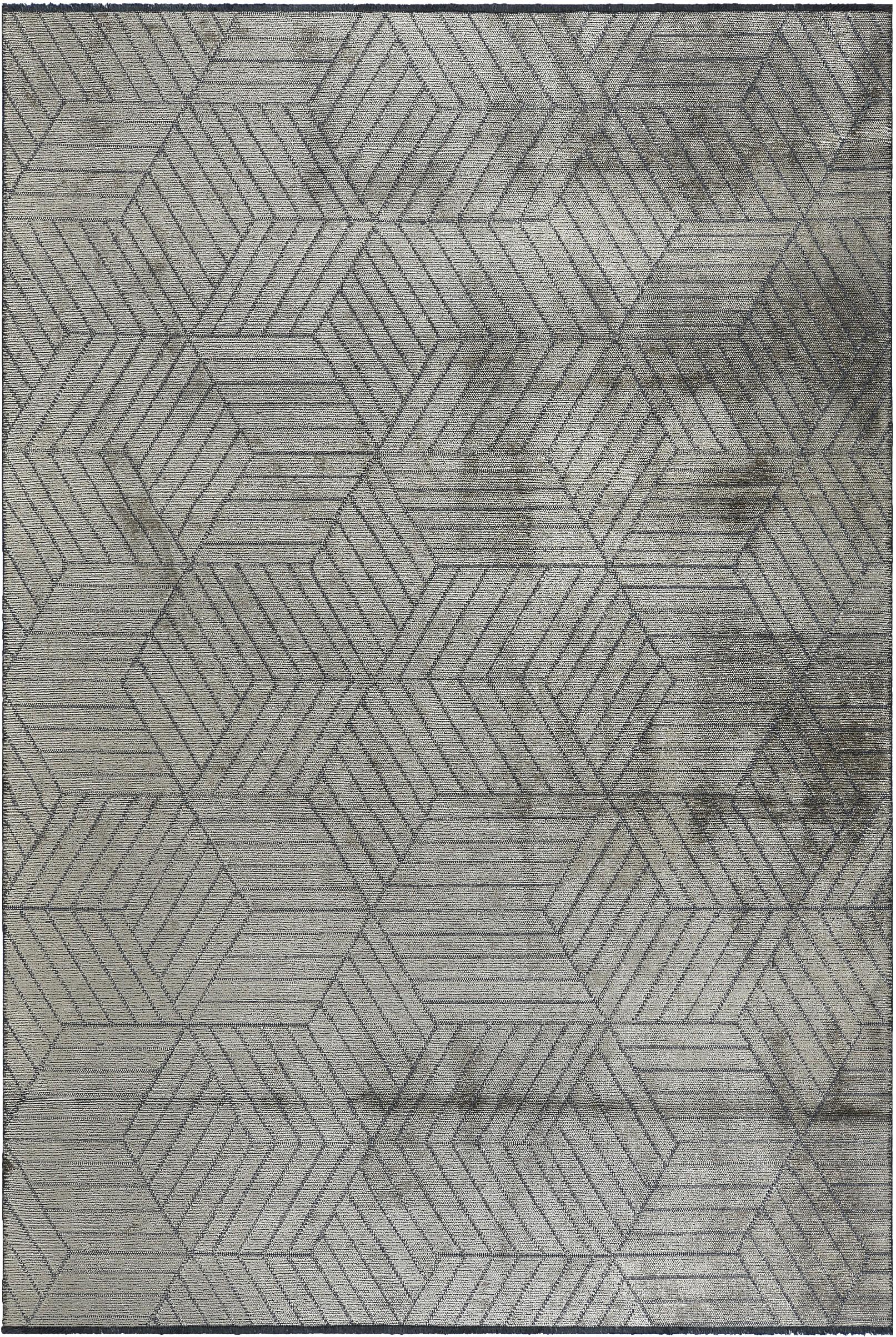 En vente :  (Gris) Tapis de sol contemporain géométrique de luxe