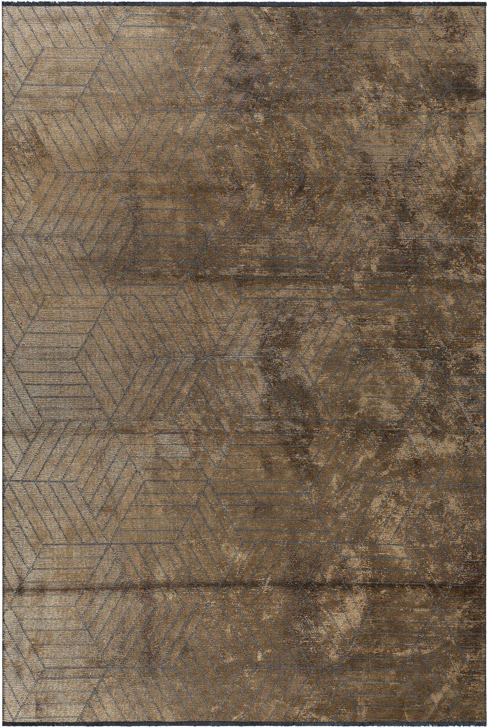 En vente :  (Marron) Tapis de sol contemporain géométrique de luxe
