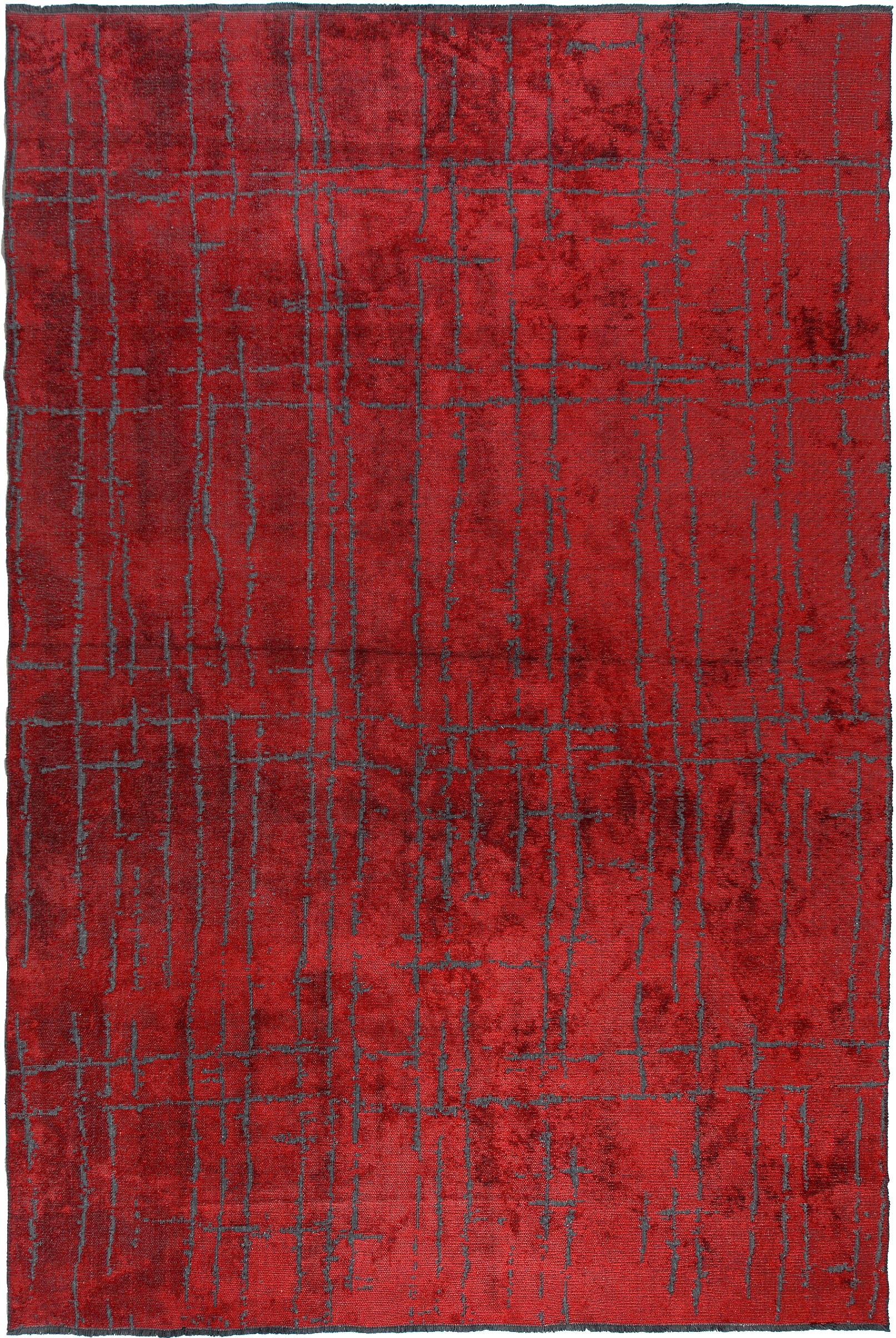 For Sale:  (Red) Modern Abstract Luxury Hand-Finished Area Rug