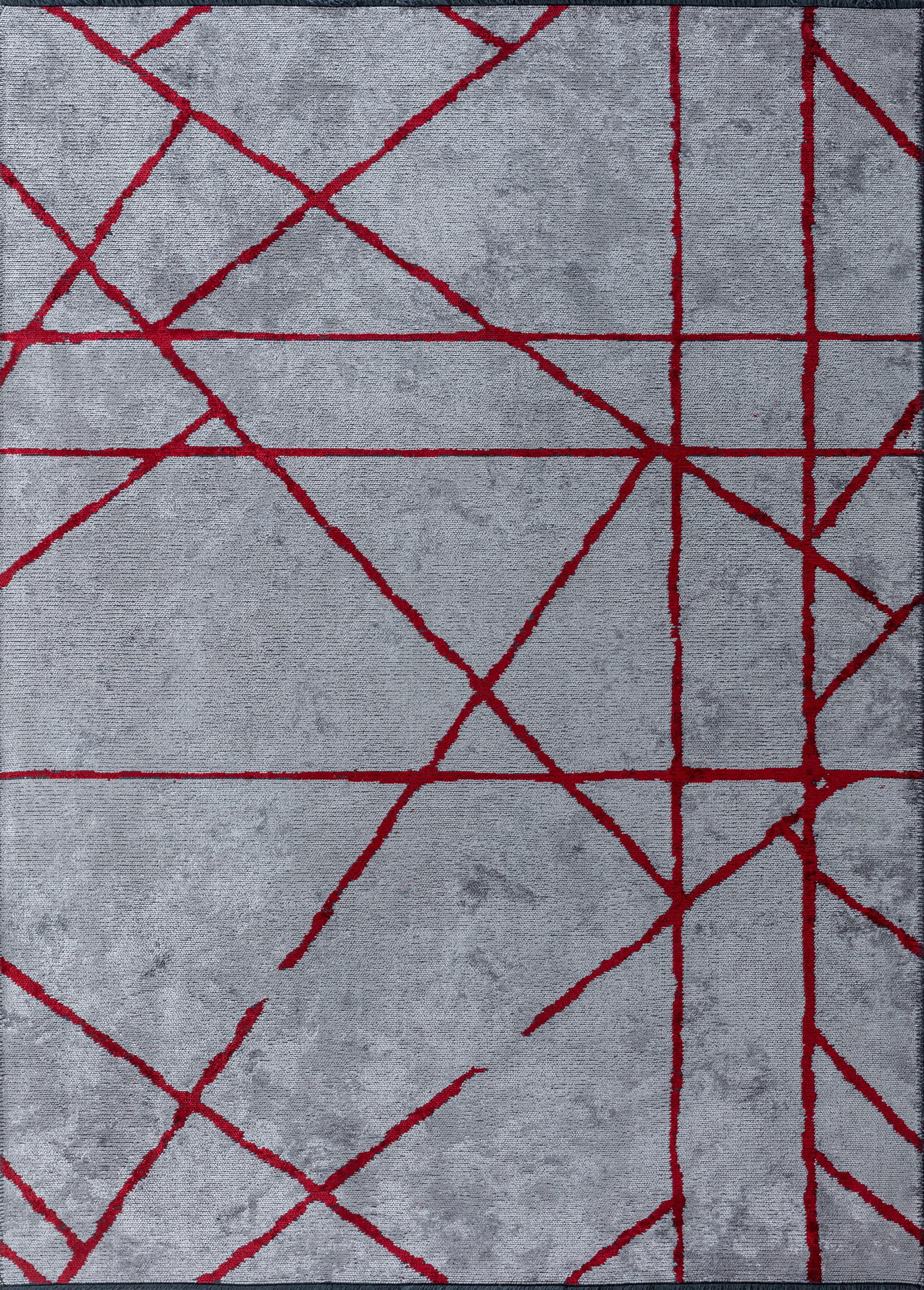 En vente :  (Rouge) Moderne  Tapis de sol abstrait de luxe