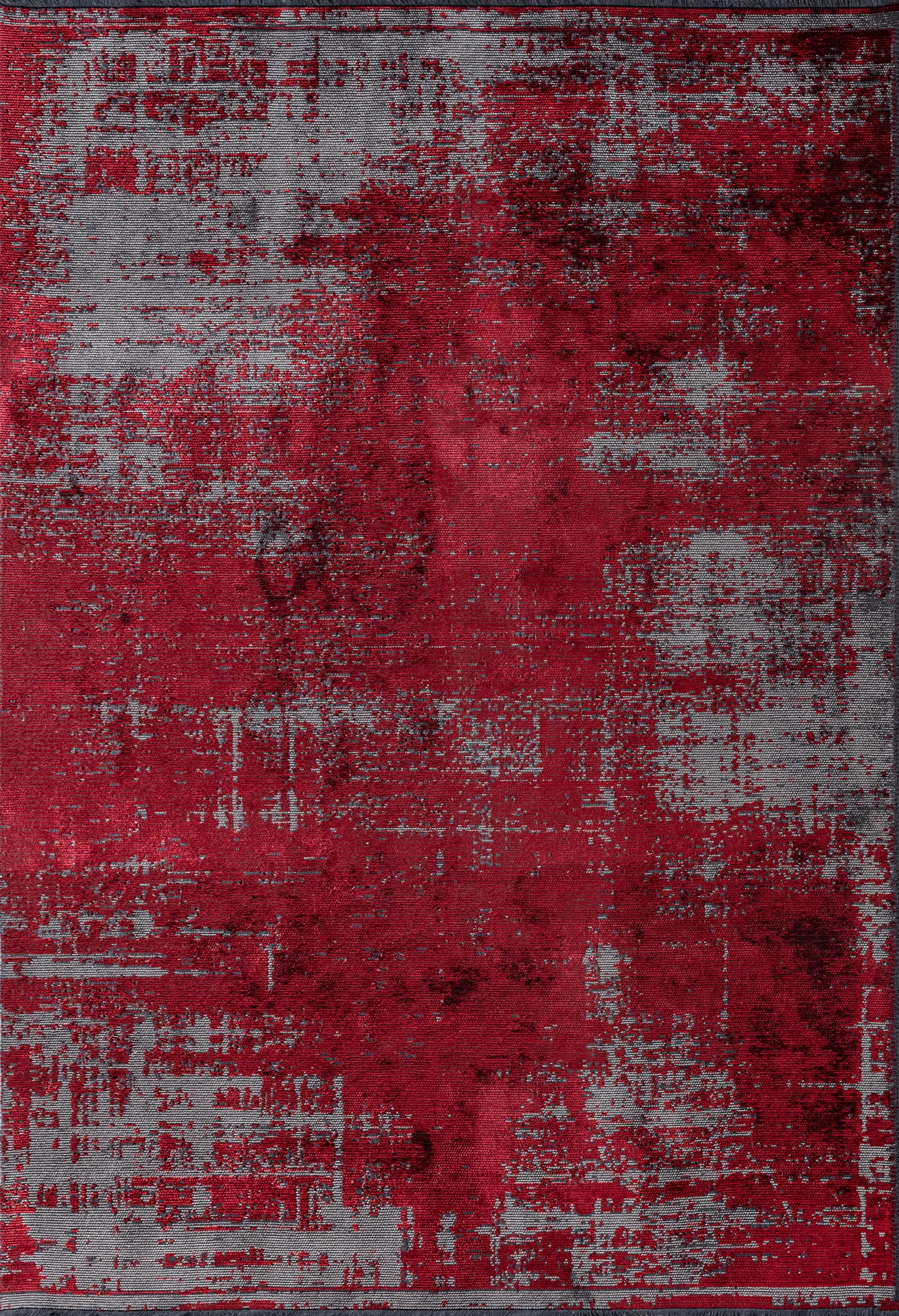 Im Angebot: Modern  Abstrakter luxuriöser handgefertigter Vorleger,  (Rot)