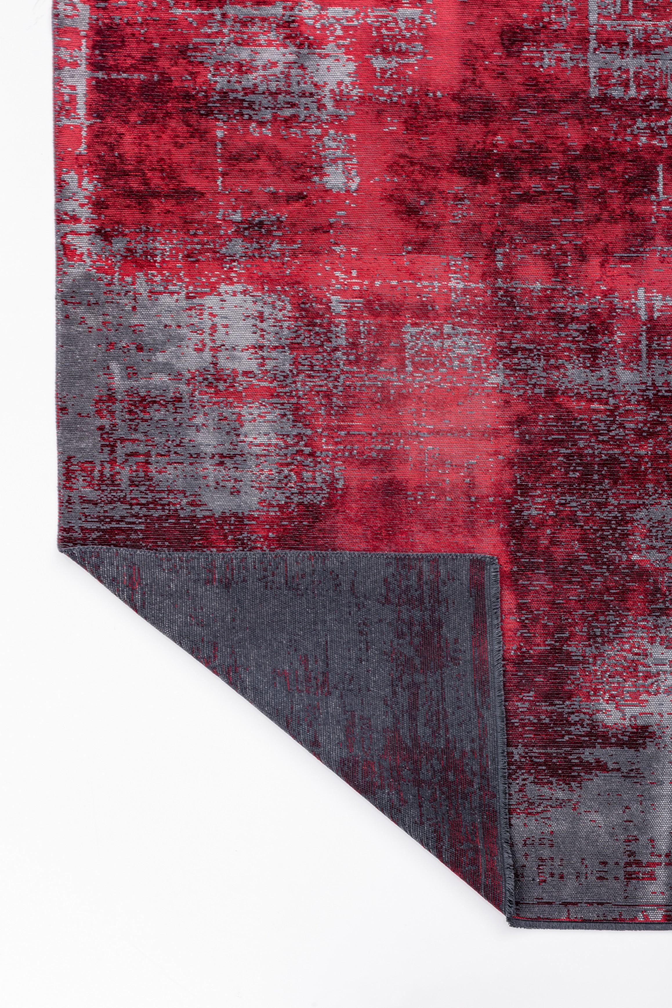 Im Angebot: Modern  Abstrakter luxuriöser handgefertigter Vorleger,  (Rot) 3