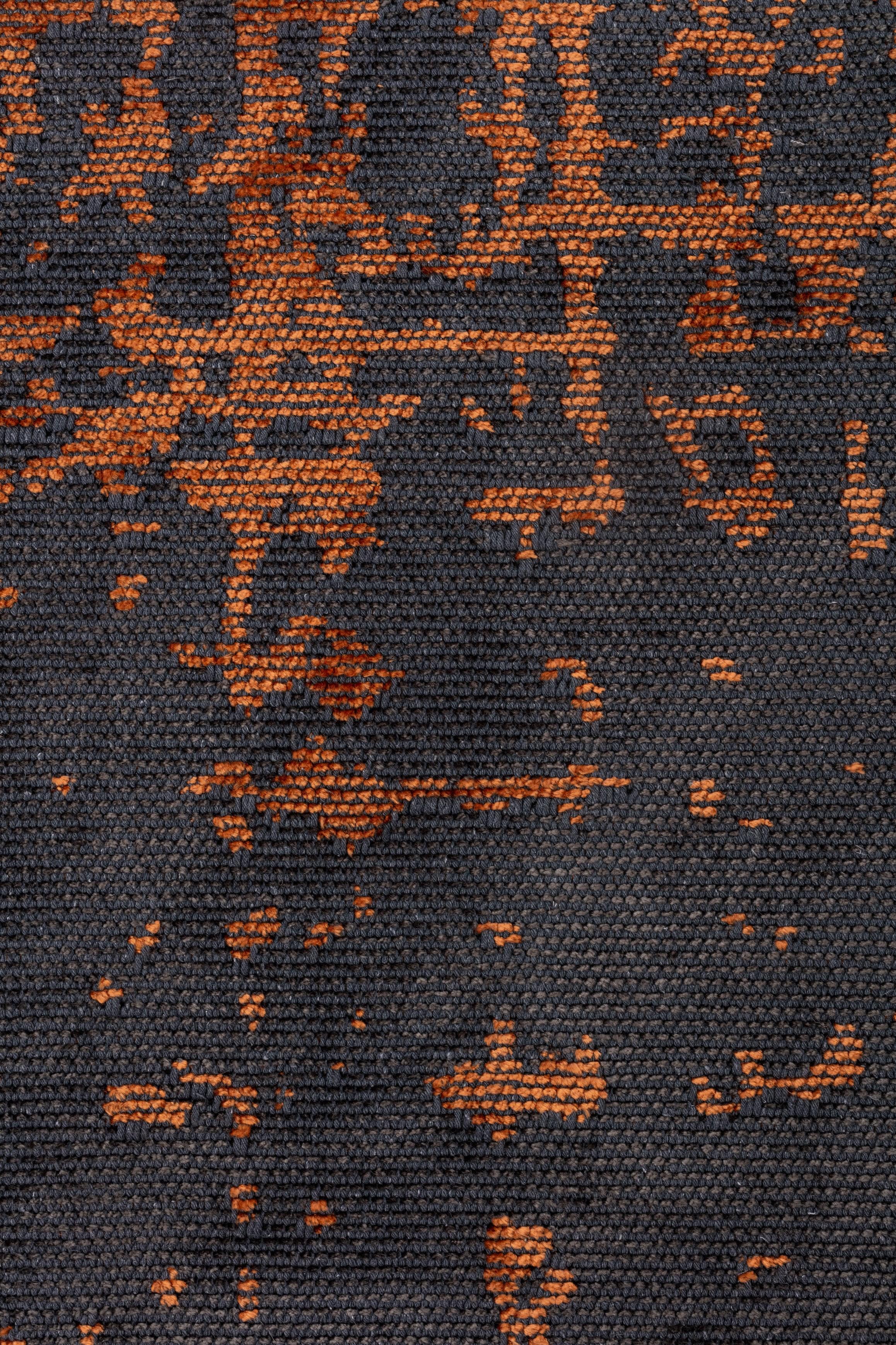 En vente :  (Orange) Tapis de sol Moderns Abstract Luxury, fini à la main 5