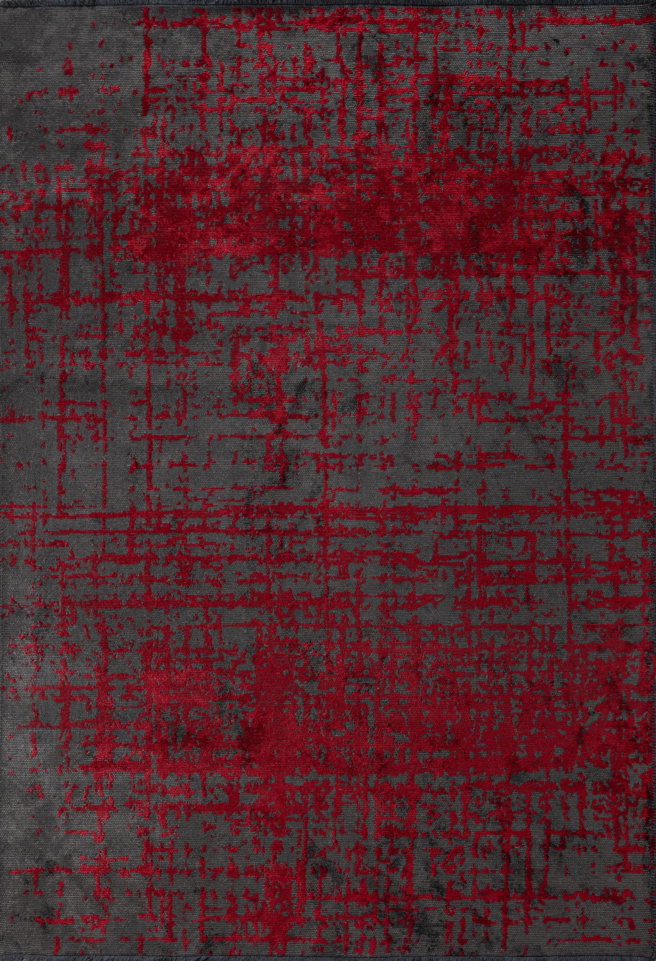 En vente :  (Rouge) Tapis de sol Moderns Abstract Luxury, fini à la main