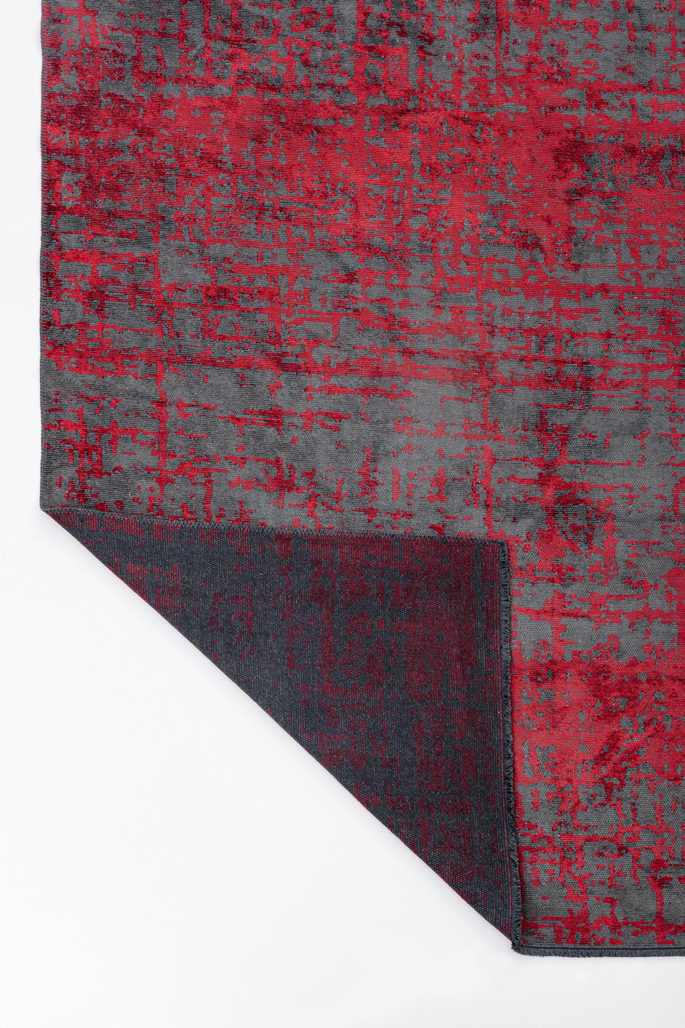 En vente :  (Rouge) Tapis de sol Moderns Abstract Luxury, fini à la main 3