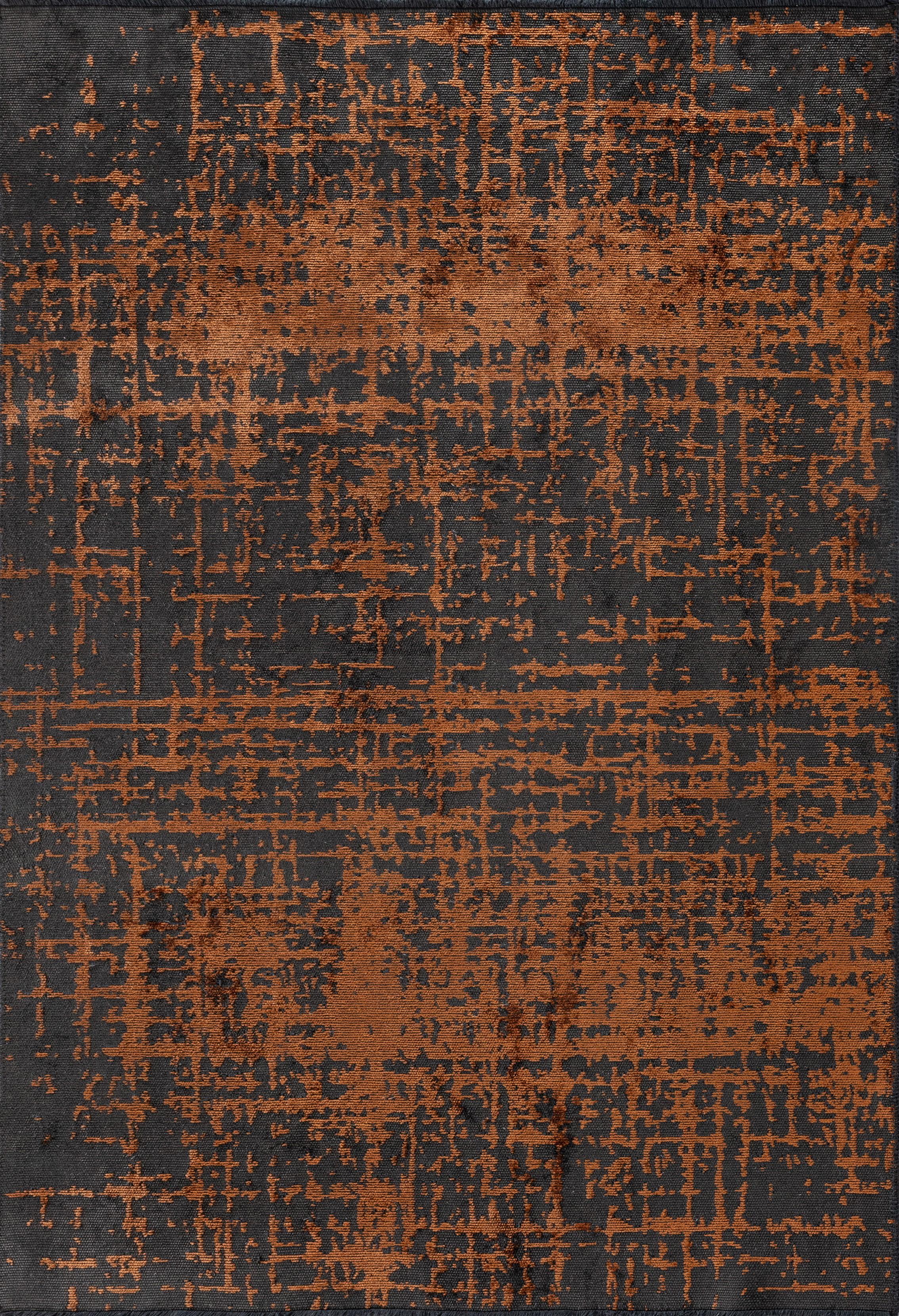 Im Angebot: Modern  Abstrakter luxuriöser handgefertigter Vorleger,  (Orange)