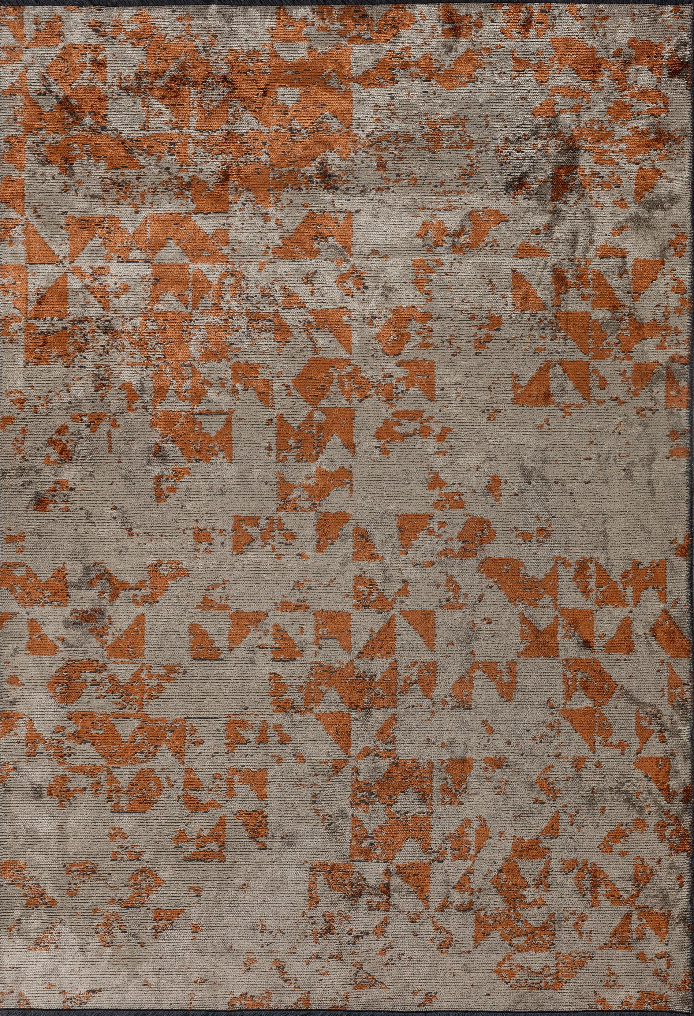 Im Angebot: Modern Camouflage Luxury Hand-Finished Area Rug,  (Orange)