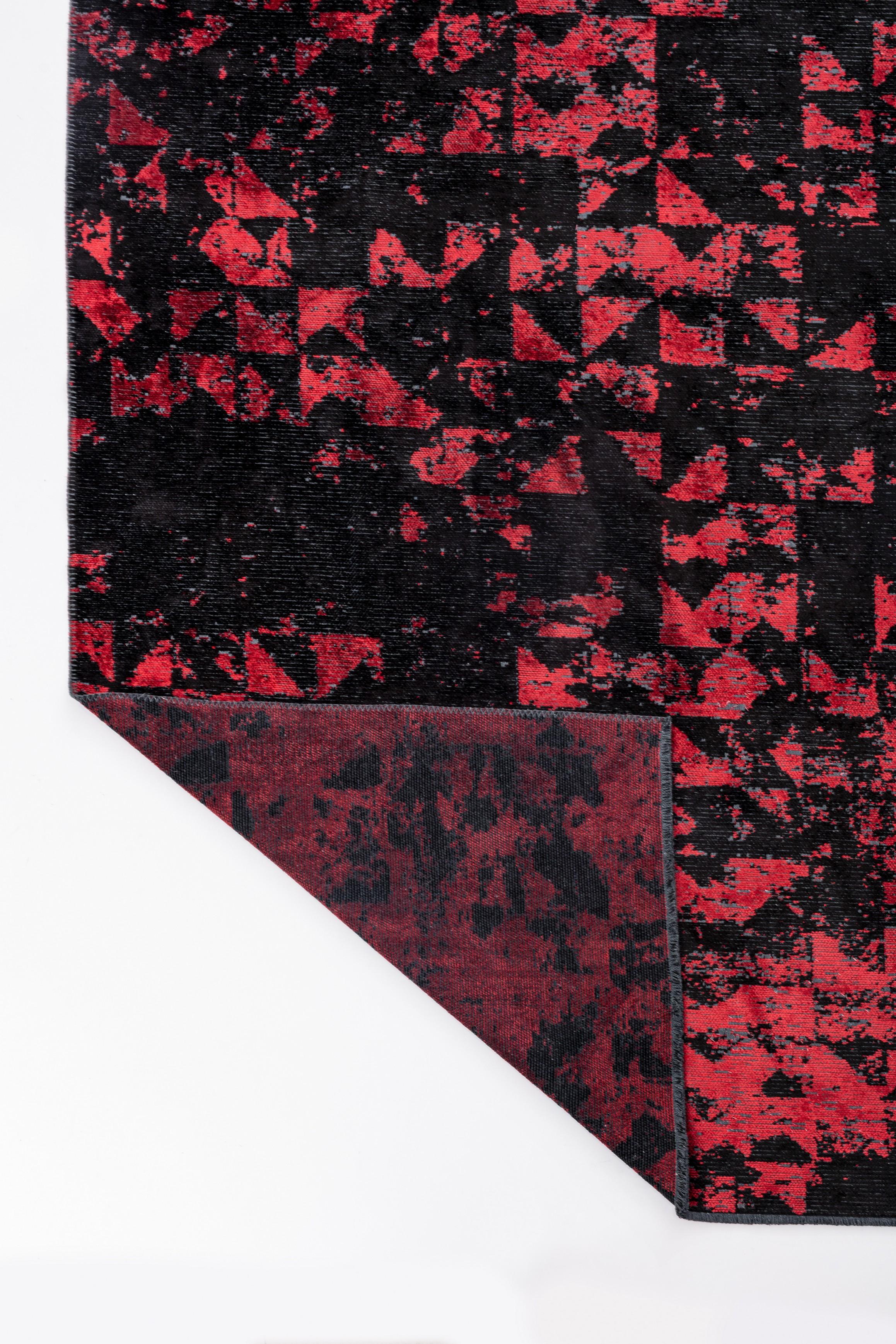 Im Angebot: Modern Camouflage Luxury Hand-Finished Area Rug,  (Rot) 3