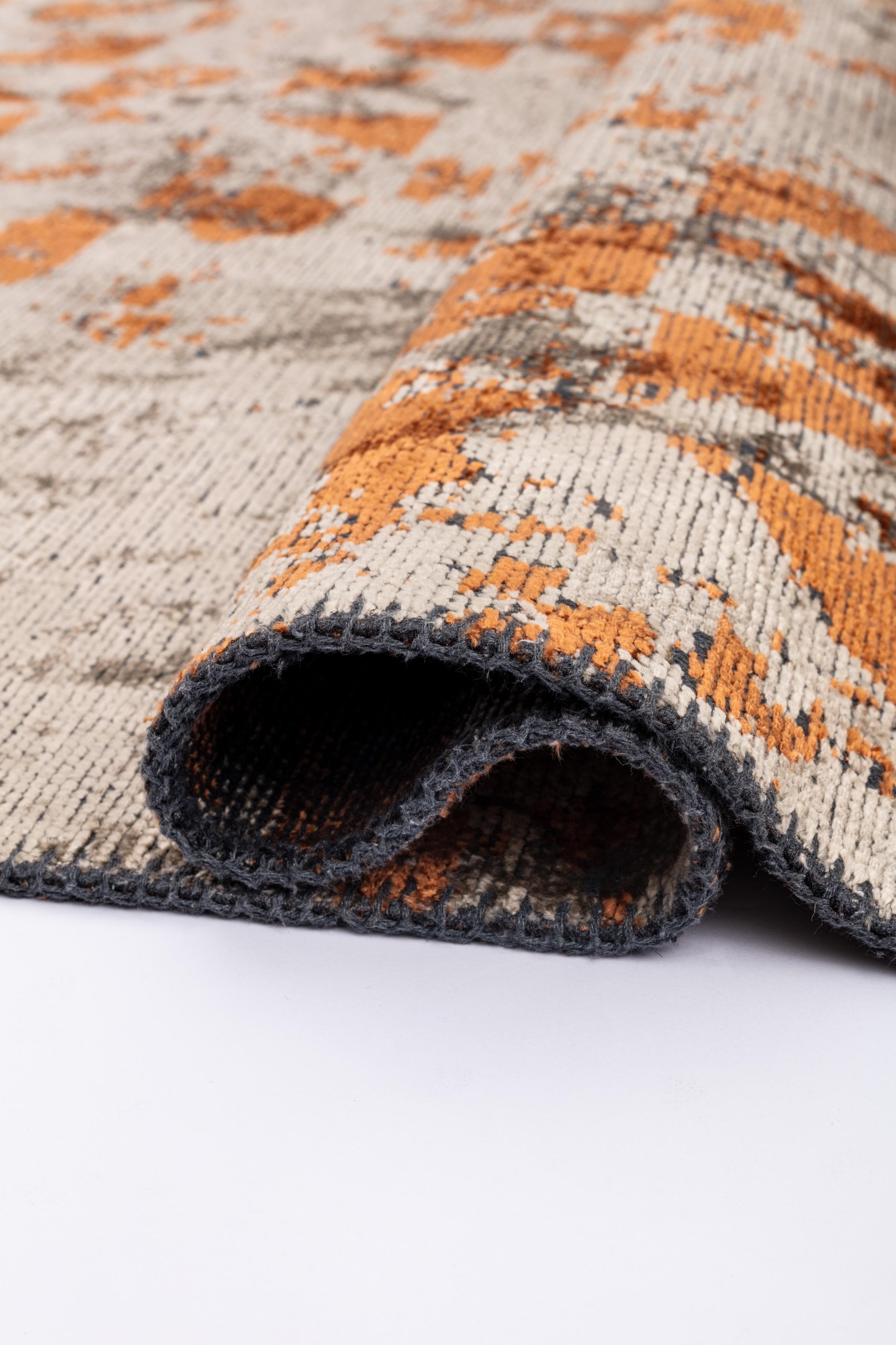 For Sale:  (Orange) Modern Camouflage Luxury Hand-Finished Area Rug 2
