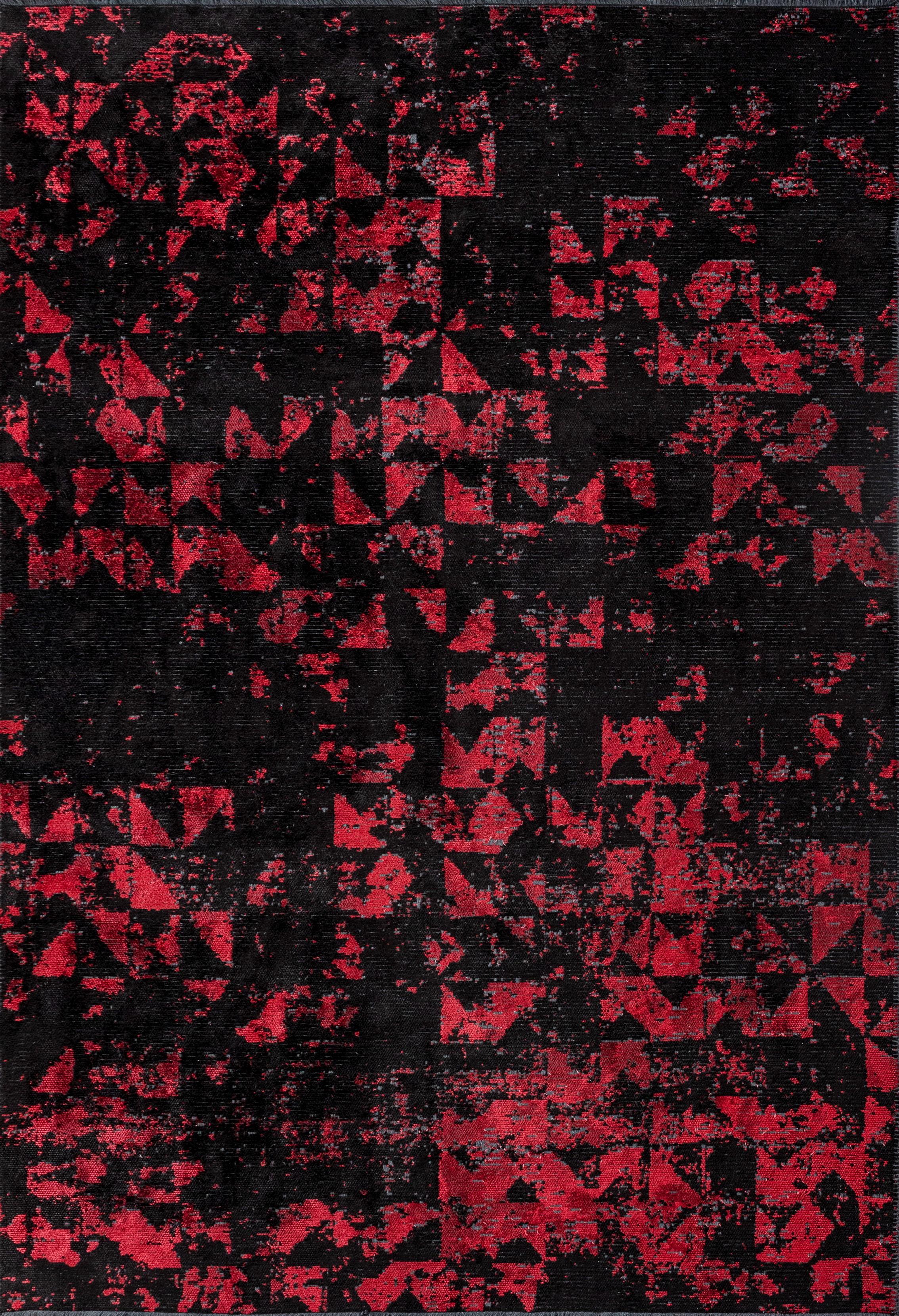 Im Angebot: Modern Camouflage Luxury Hand-Finished Area Rug,  (Rot)