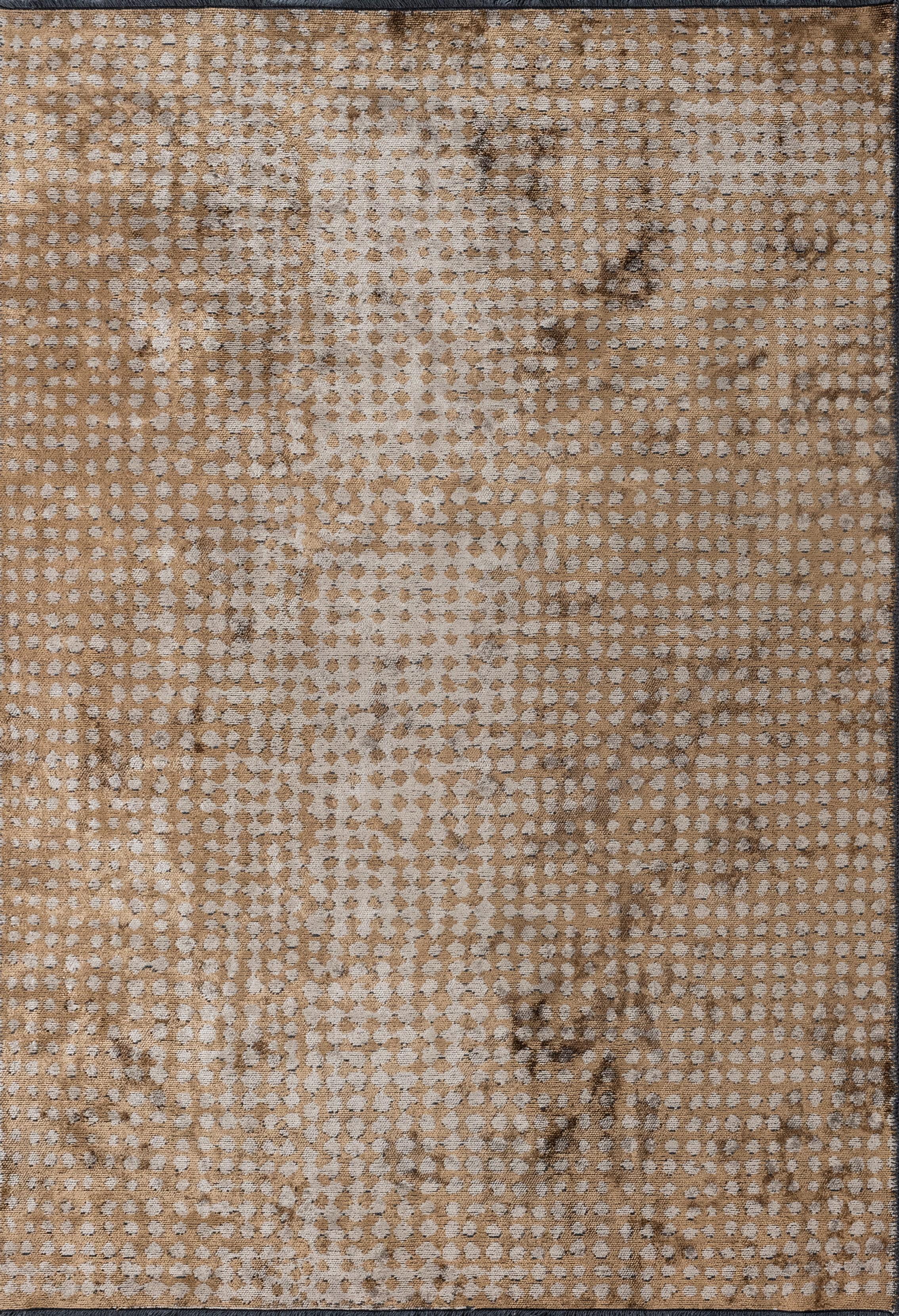 For Sale:  (Brown) Modern Polka Dots Luxury Hand-Finished Area Rug