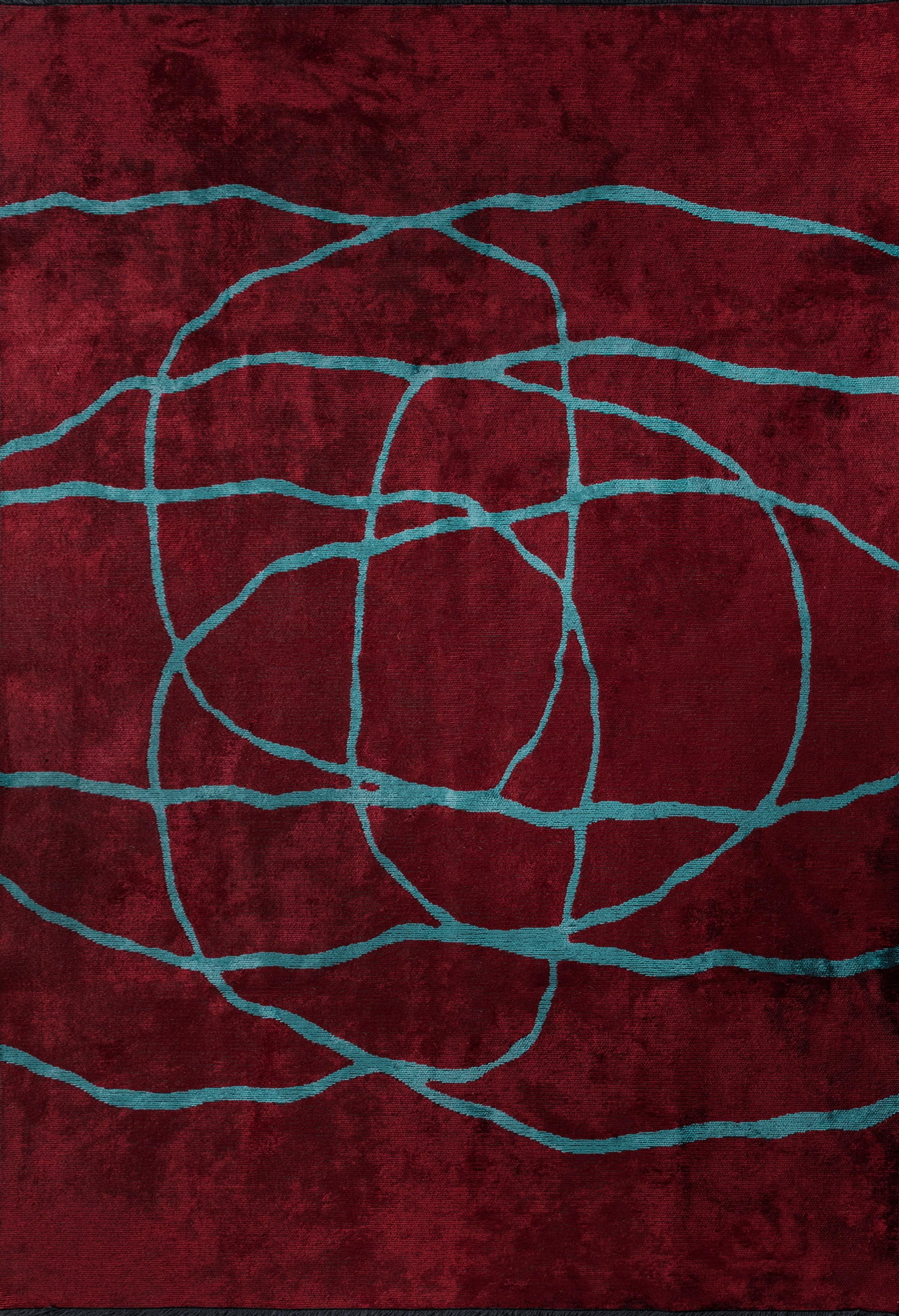 Im Angebot: Moderner abstrakter Luxus-Teppichboden,  (Rot)