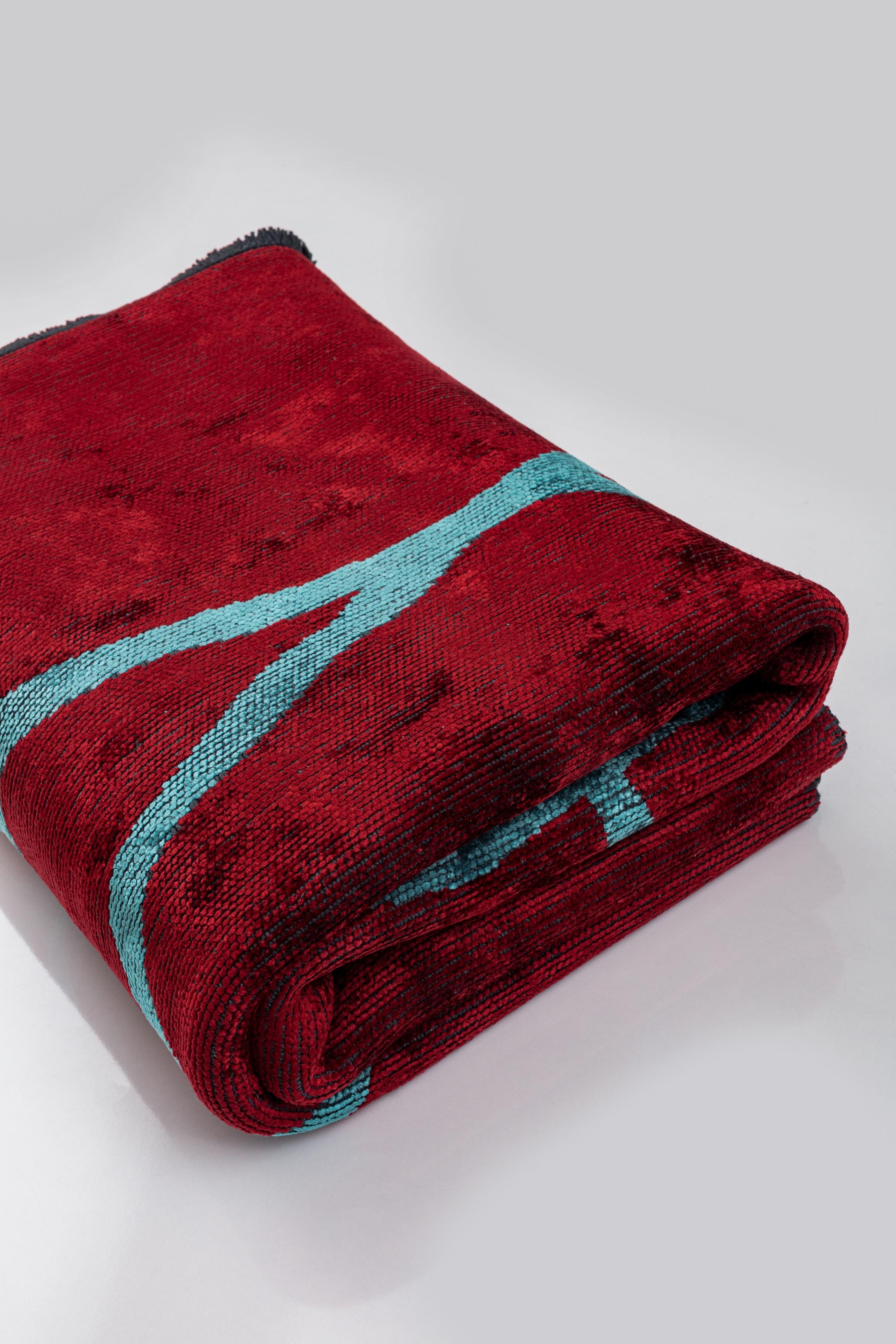 Im Angebot: Moderner abstrakter Luxus-Teppichboden,  (Rot) 4
