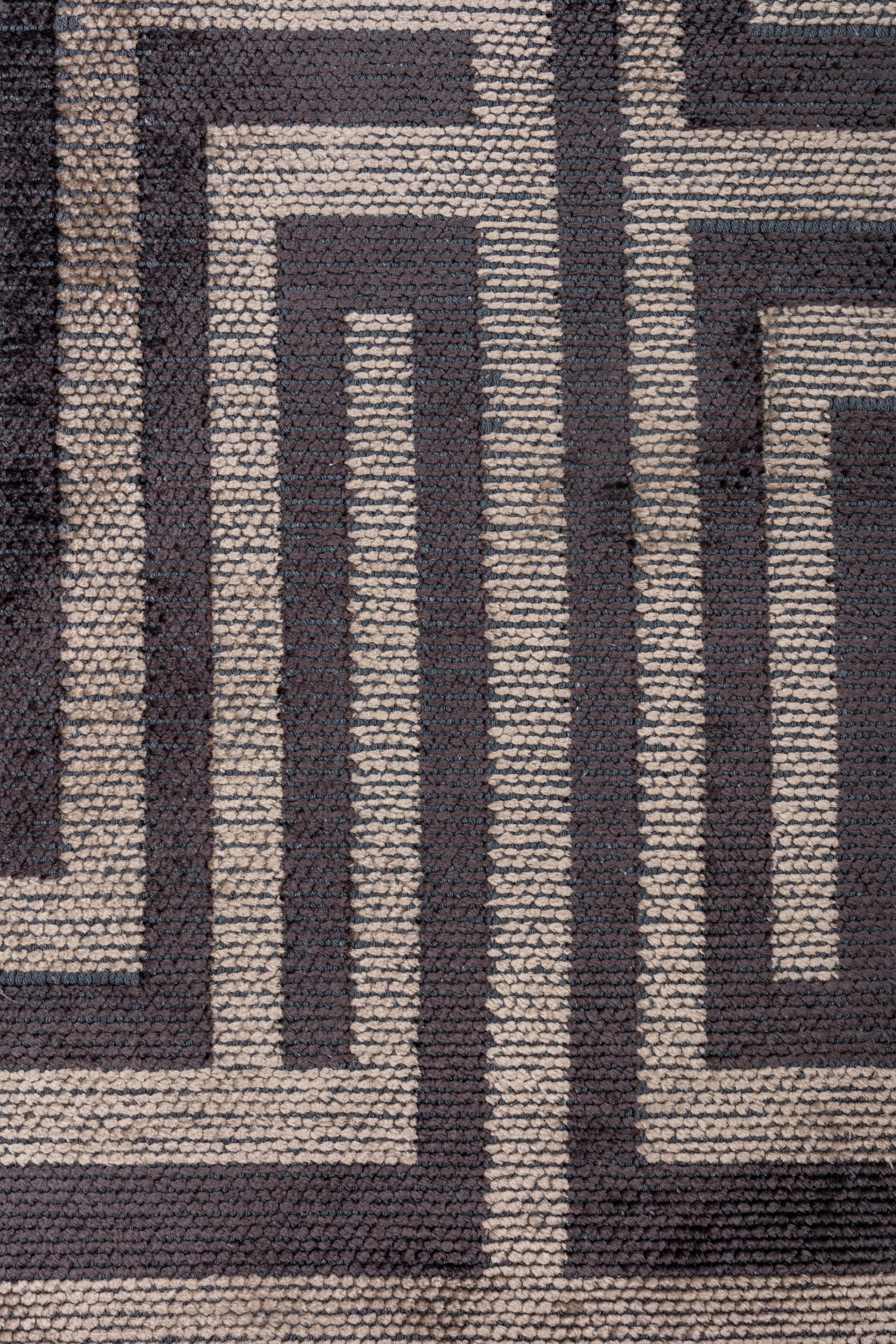 Im Angebot: Modern  Geometrischer Luxus-Teppichboden,  (Grau) 5