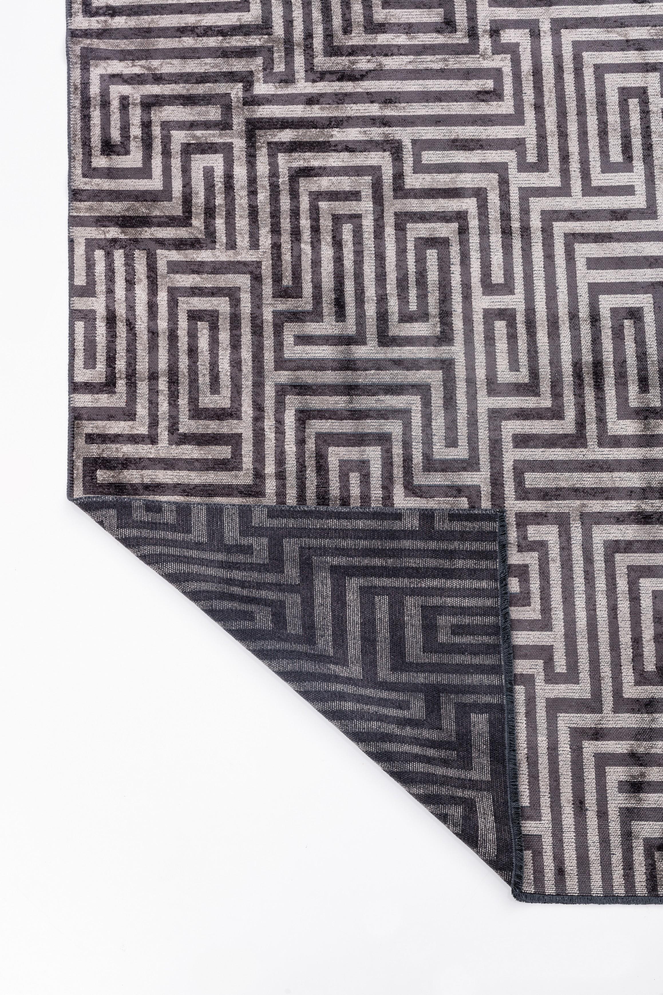 Im Angebot: Modern  Geometrischer Luxus-Teppichboden,  (Grau) 3