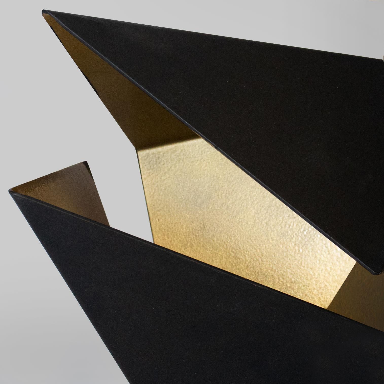 Welded Rapture Pendant, 7 Pod Grouping, Matte Black Exterior + Brassy Gold Interior For Sale