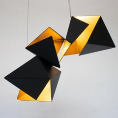 RAPTURE Pendant - Cluster 3 - Matte Black and Gold Leaf