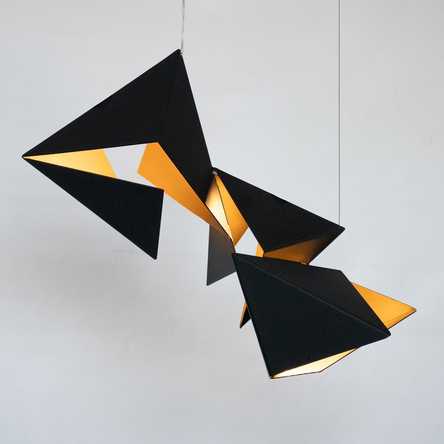 Canadian RAPTURE Pendant - Cluster 3 - Matte Black and Gold Leaf For Sale