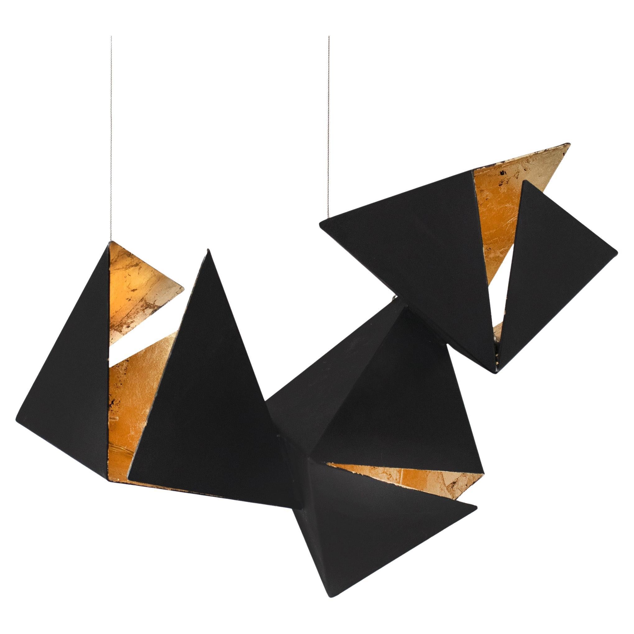 RAPTURE Pendant - Cluster 3 - Matte Black and Gold Leaf
