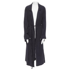 RAQUEL ALLEGRA 100% cotton dark grey long line belted robe jacket  S