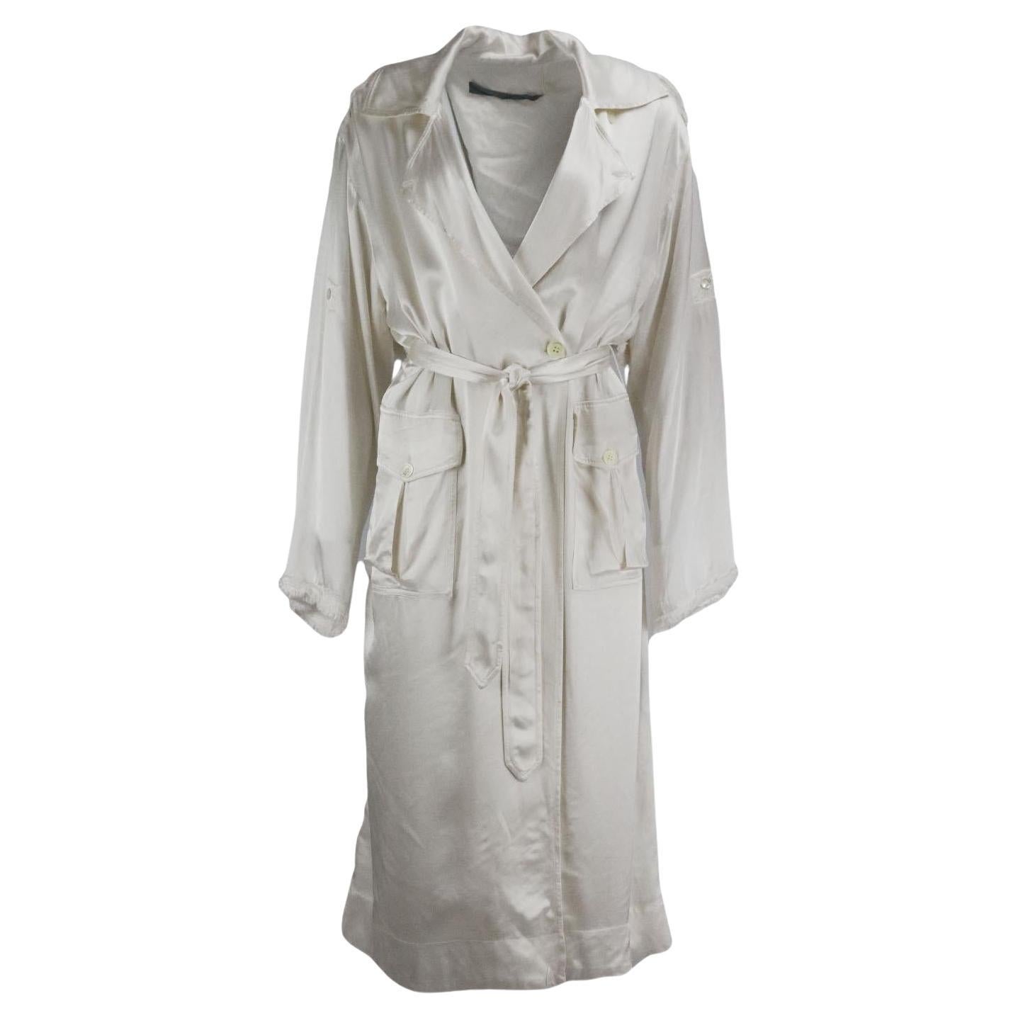 Raquel Allegra Belted Satin Trench Coat Uk 6 For Sale at 1stDibs