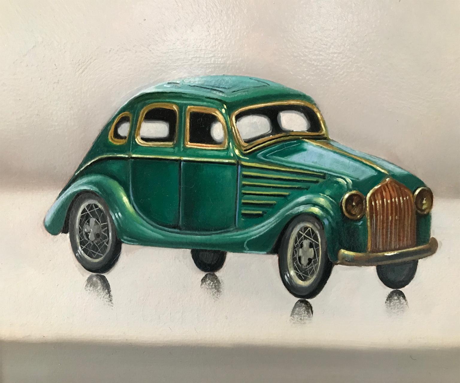 STILL LIFE, CARS AND MARBLES - Painting by Raquel Carbonell