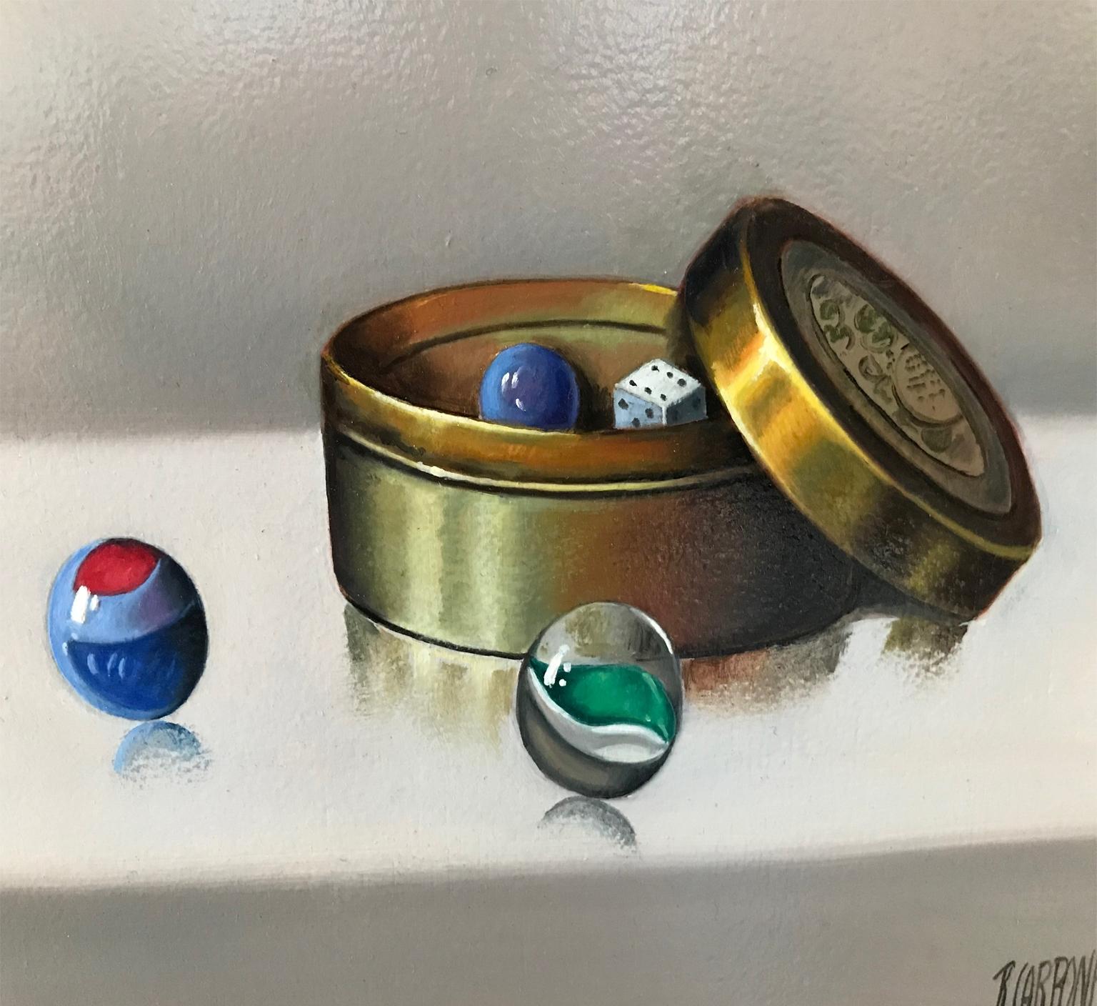 STILL LIFE, CARS AND MARBLES - Realist Painting by Raquel Carbonell