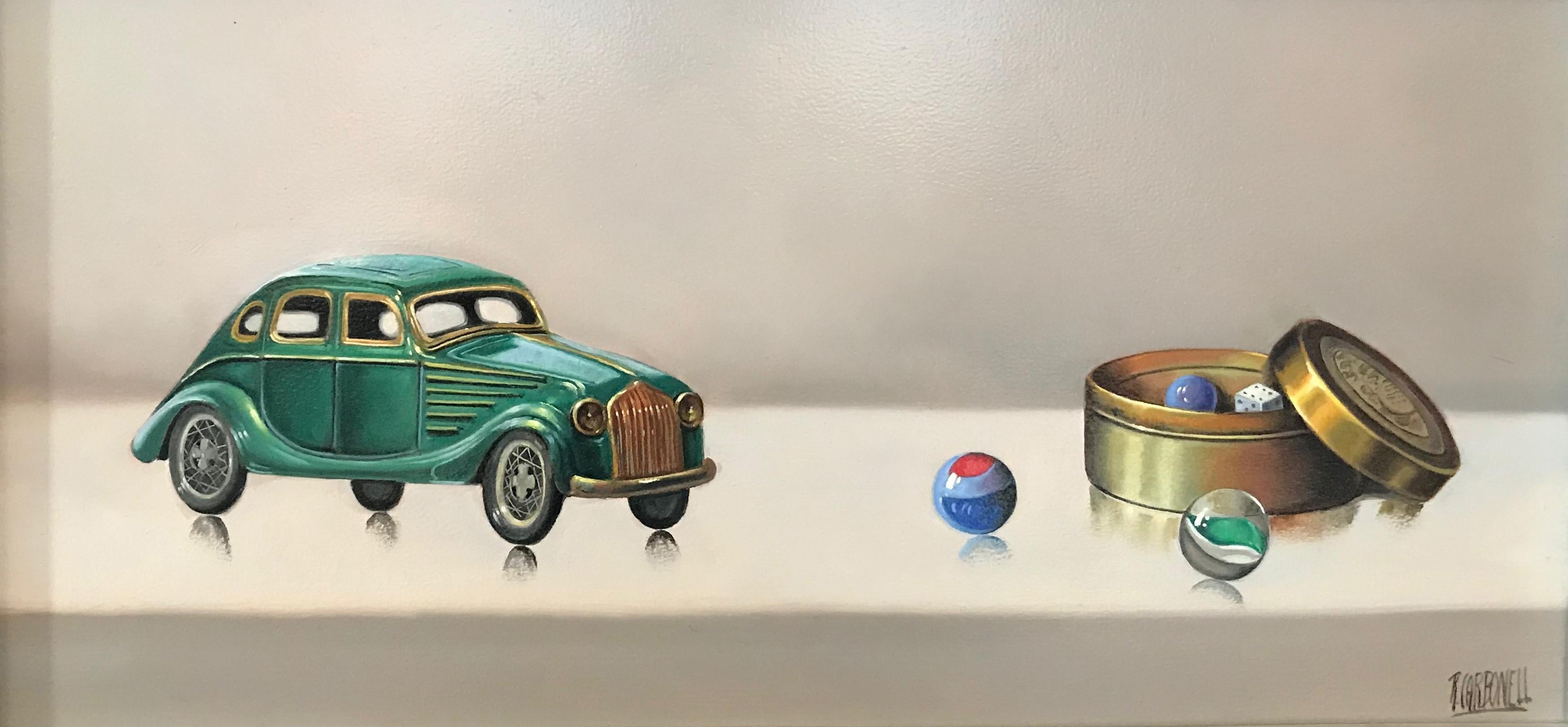 Raquel Carbonell Still-Life Painting - STILL LIFE, CARS AND MARBLES