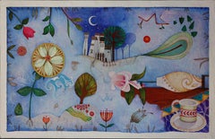 "En casa" (At home). Symbolic Paint. Folk Art Landscape.