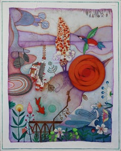 "En Oriente"  (In the East). Symbolic Paint. Folk Art Landscape.