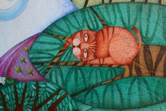 "Es Posible sin Alas". Vernice simbolica. Paesaggio folkloristico con figure.