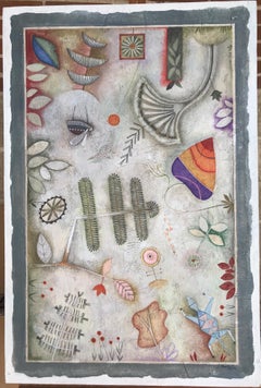 Im Paradies. Acryl auf Leinwand Raquel Farias Symbolische Volkskunst-Landschaft