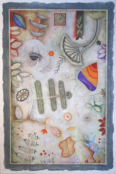 In Paradise. Acrylic on canvas Raquel Fariñas Symbolic Folk Art Landscape