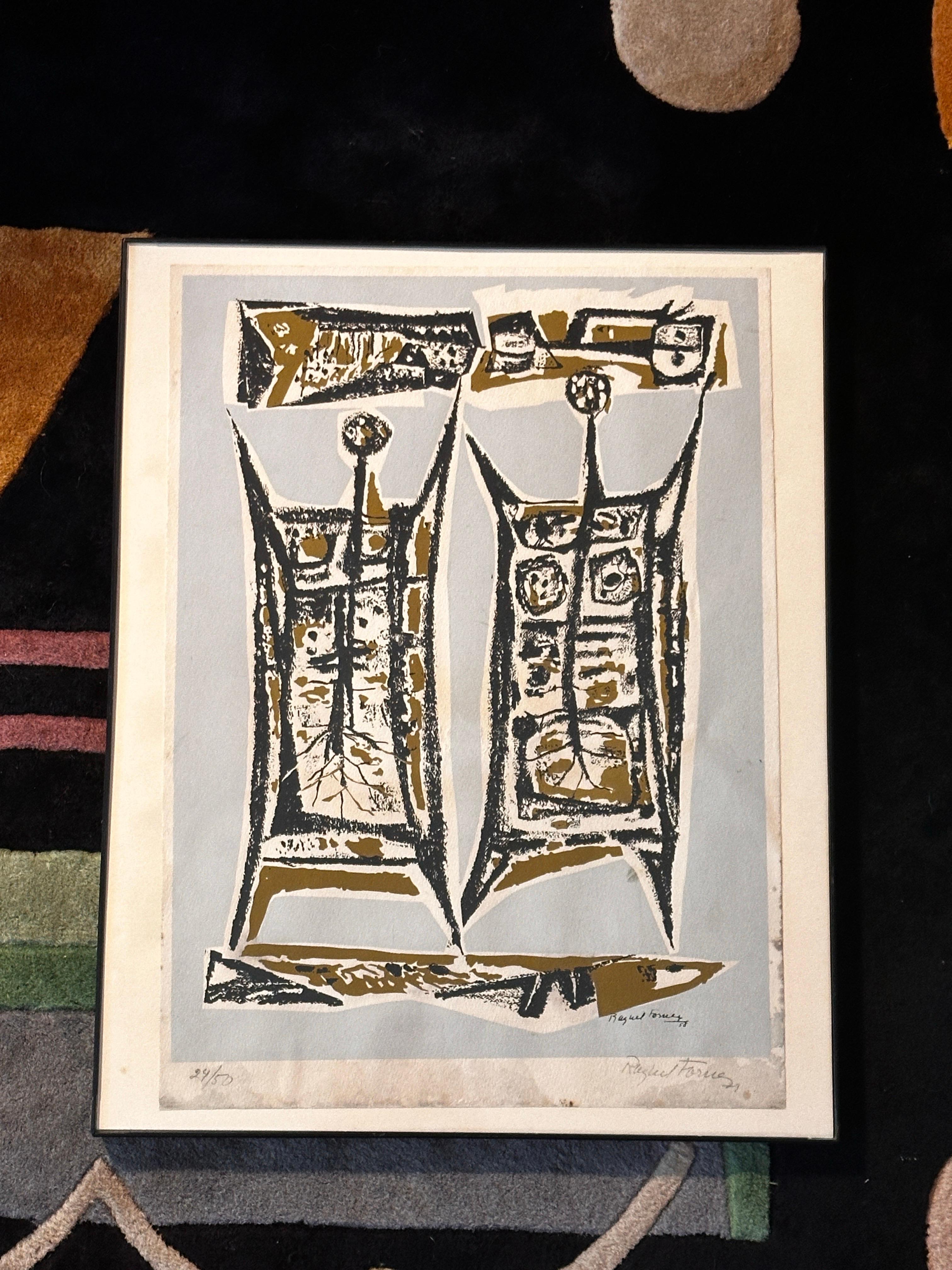 Raquel Forner (1902–1988) modernist print signed and numbered, untitled, 1958 For Sale
