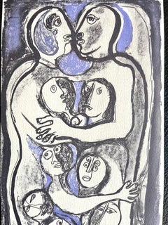 Portrait abstrait, personnes, artiste latino-américaine, signée par sa famille