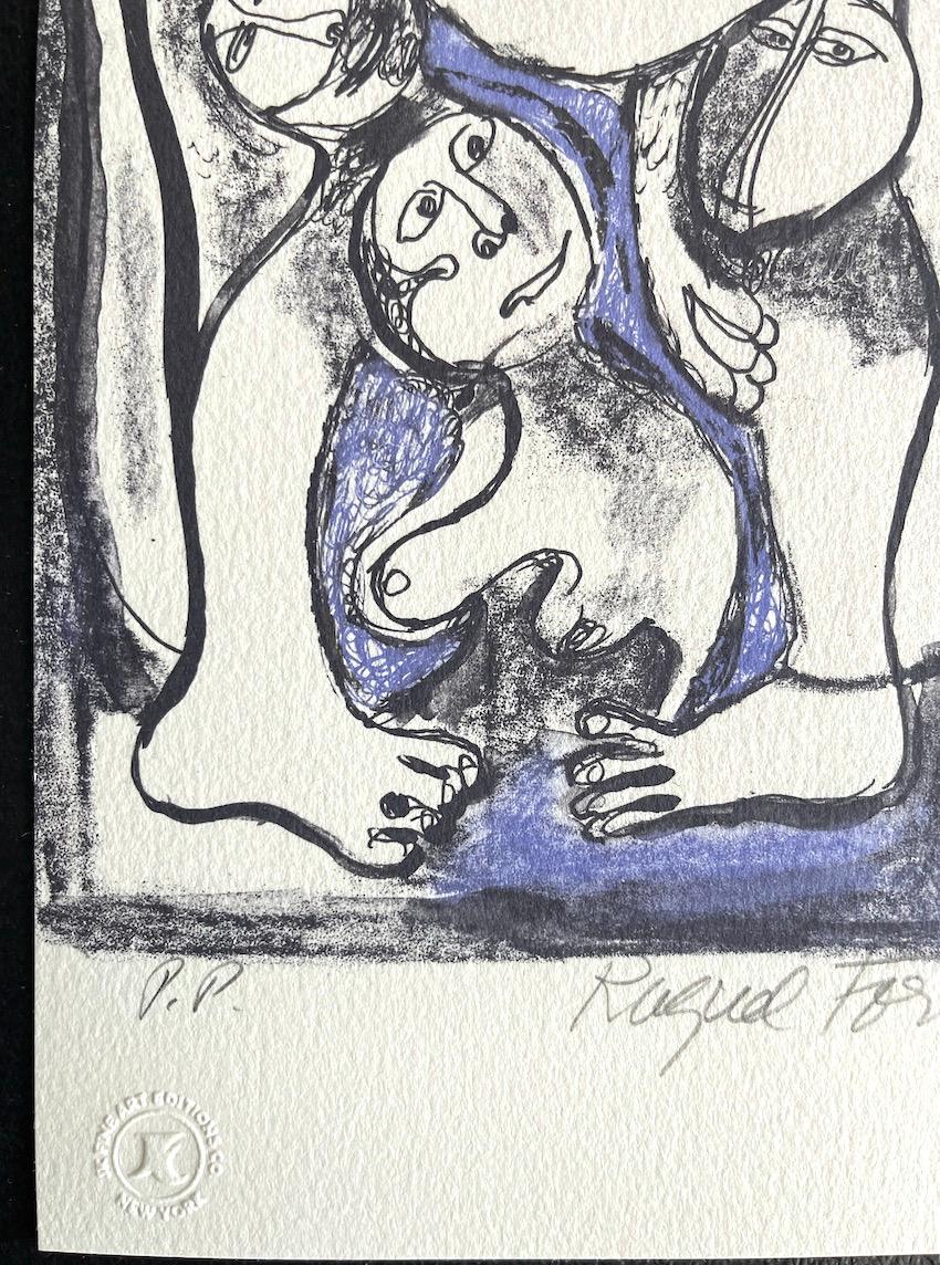 FAMILY Signed Lithograph Abstract Portrait, People, Latin American Woman Artist For Sale 1