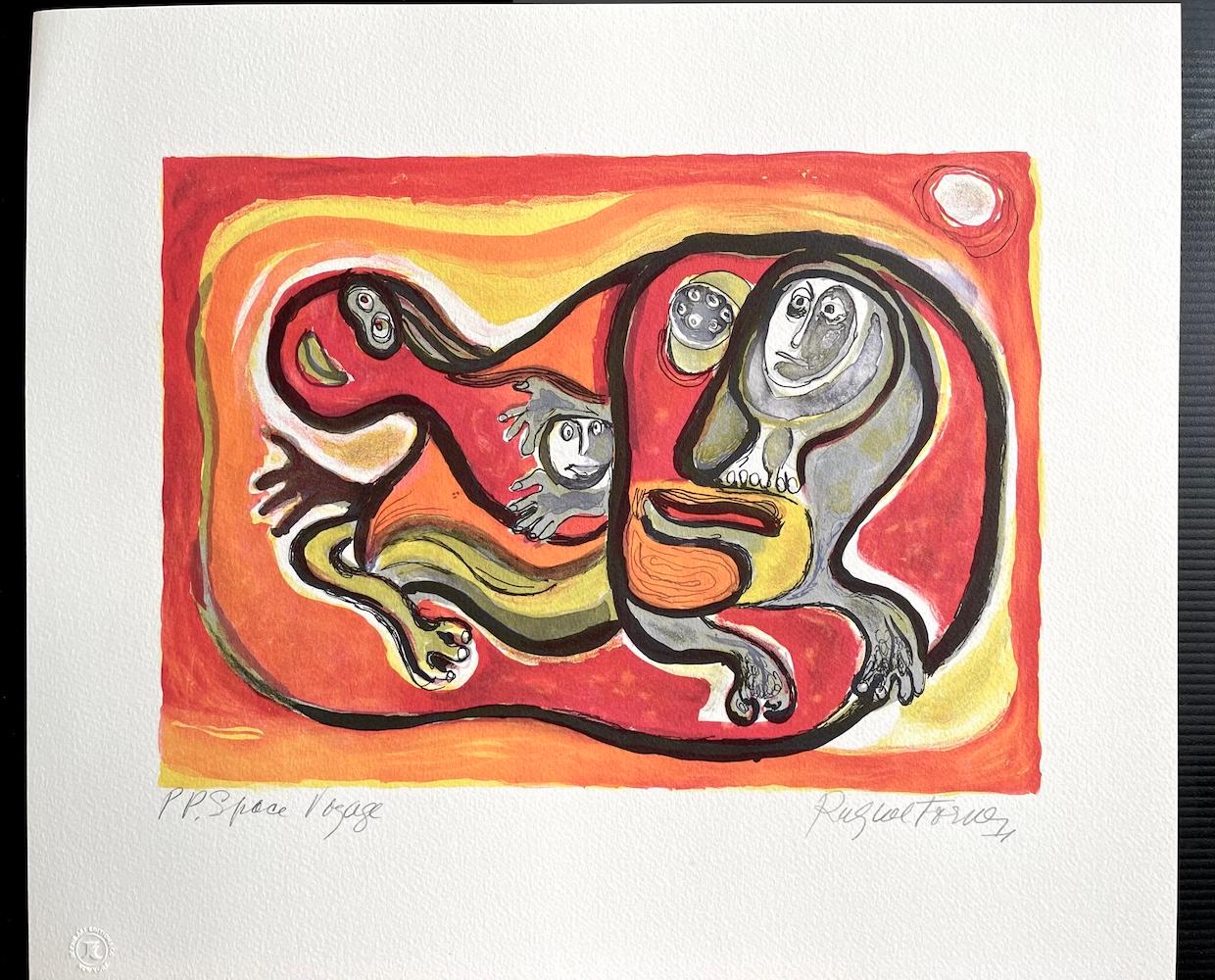 SPACE VOYAGE Litografía Firmada, Criaturas del Espacio Exterior, Artista Latinoamericano 3