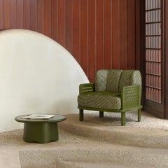 Raquette 180 Green-stained Ash Armchair by Cristina Celesti