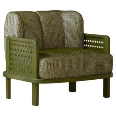 Fauteuil Raquette 180 en frêne teinté vert de Cristina Celesti