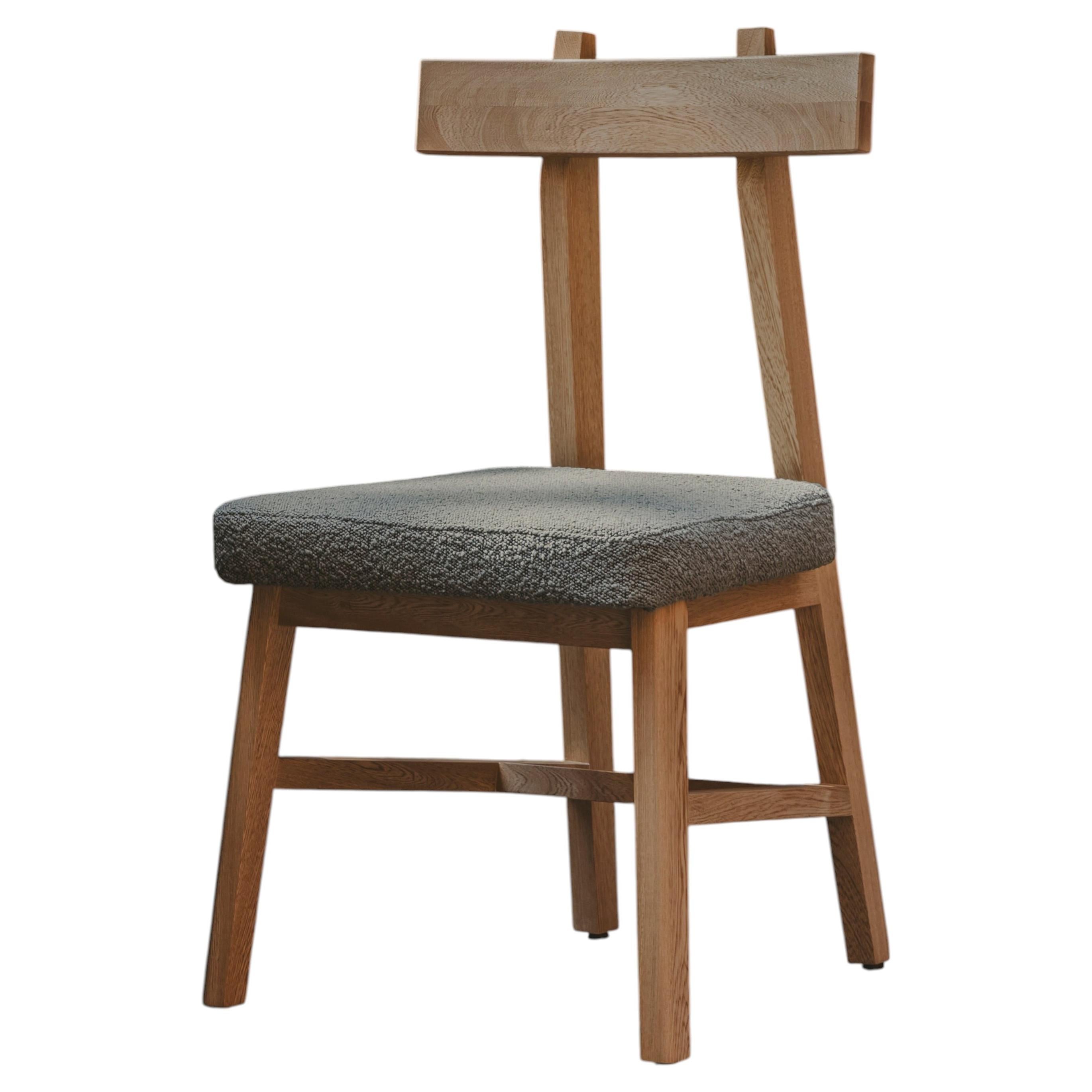 Raquis Varnished Chair in Refined Oak Wood, Hand-Made in Mexico For Sale