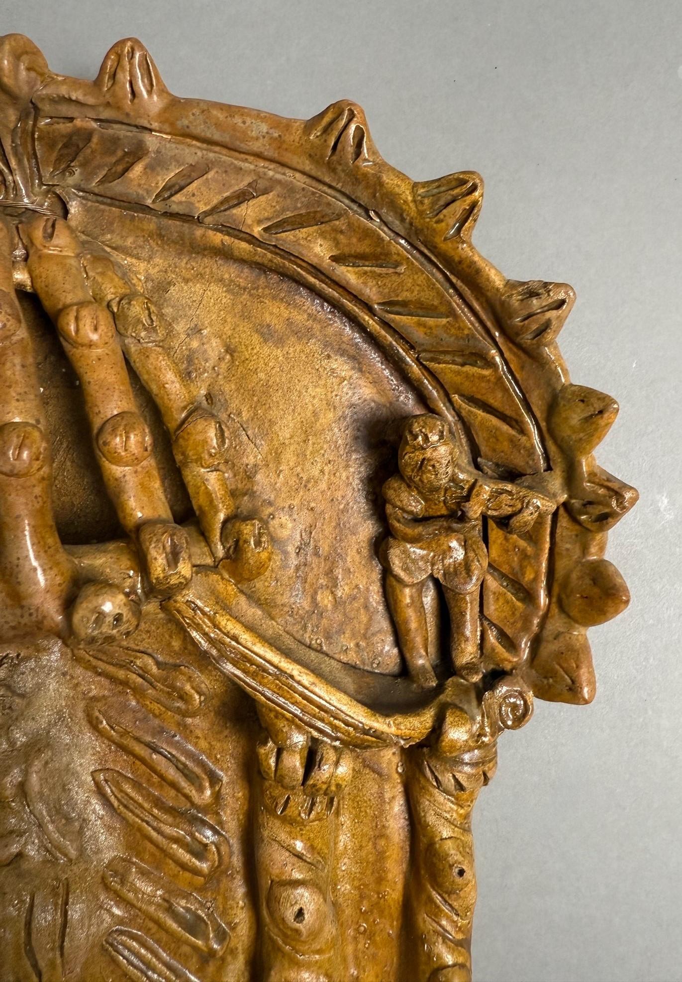 Terre cuite Rara acquasantiera ispano-moresca in terracotta - XVIII secolo en vente