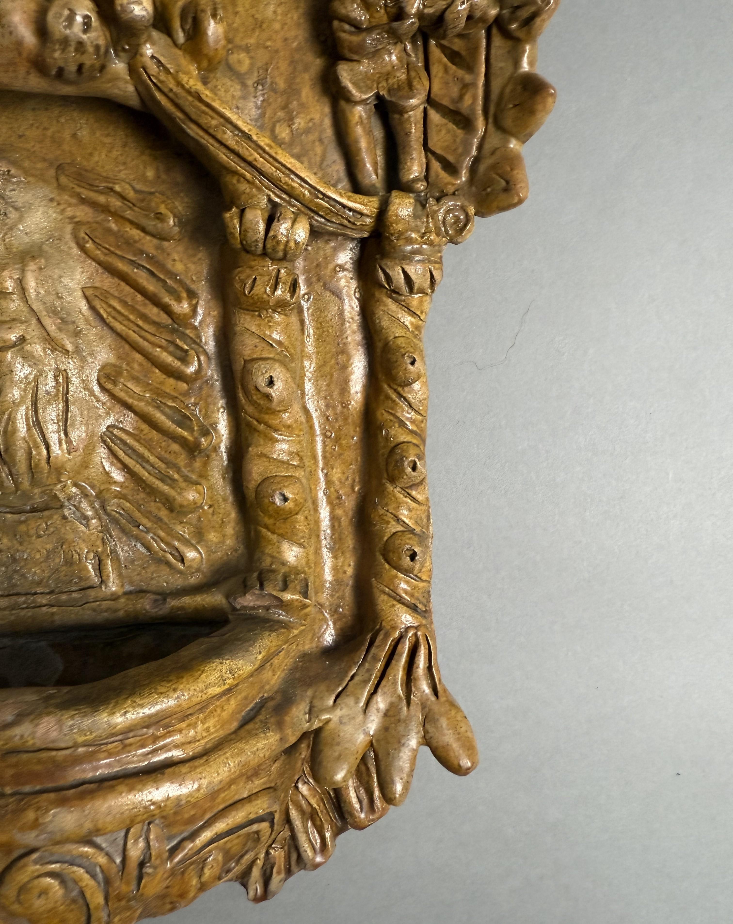 Rara acquasantiera ispano-moresca in terracotta - XVIII secolo en vente 1