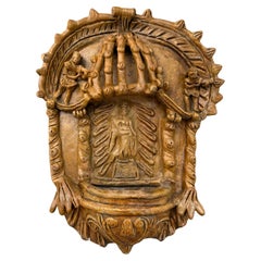 Rara acquasantiera ispano-moresca in terracotta - XVIII secolo