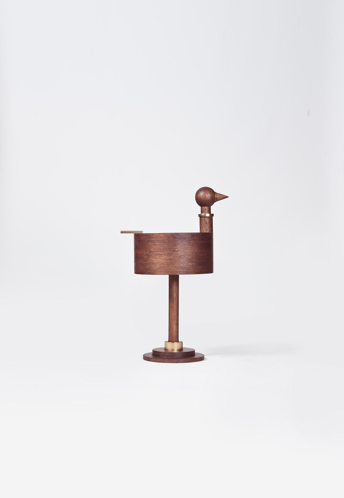 Rara Avis medium side table by Editiio
Limited edition of 24 pieces, numbered
Materials: French oak and 24k gold plated steel
Dimensions: D 30 x H 64 cm

Rara Avis is the result of a dialogue between art and design. Miquel Aparici and Mermelada