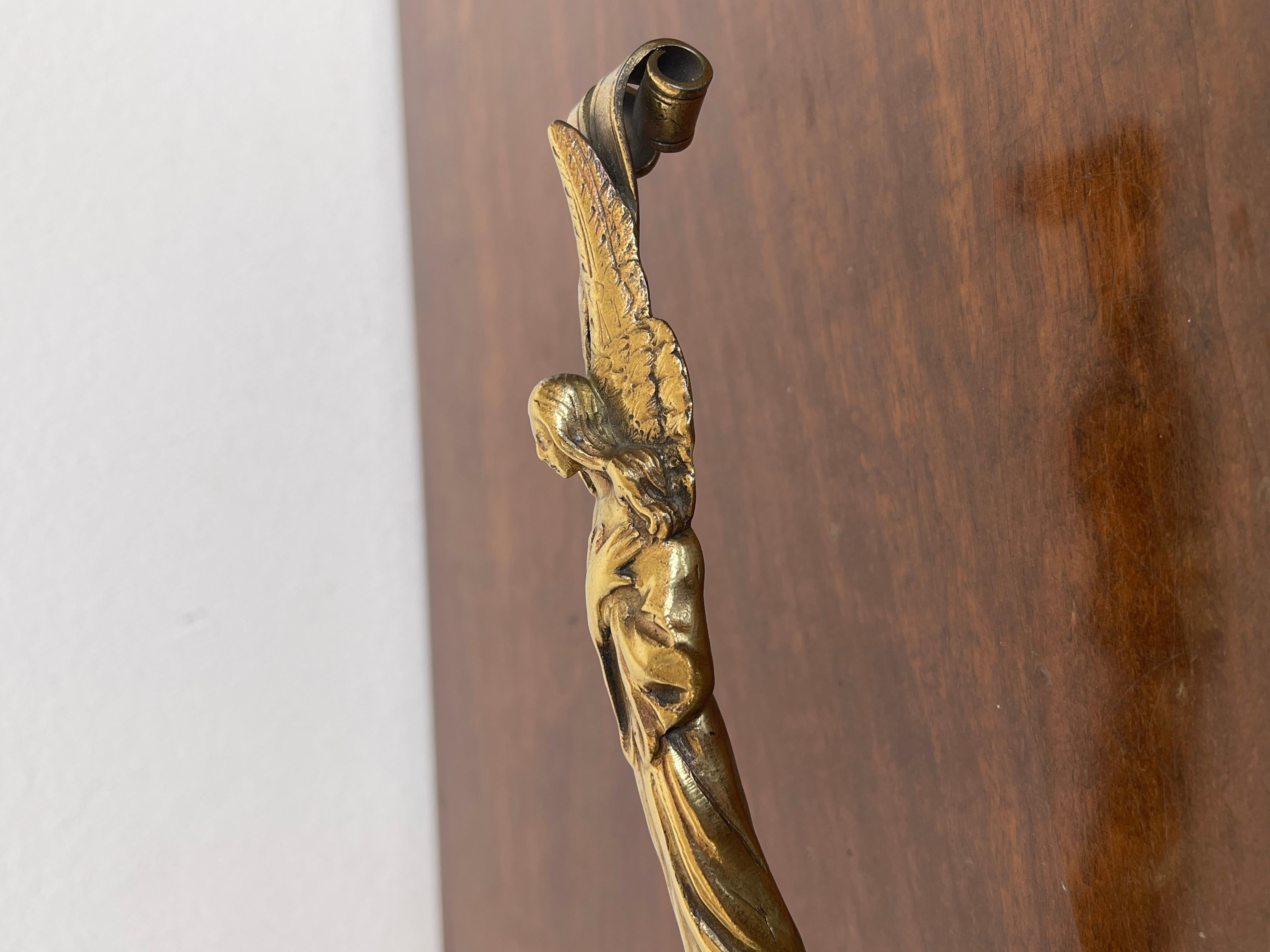 Rara bugia portacandela in bronzo antica XIX secolo Bronce en venta