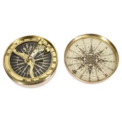 Antique Rara bussola nautica e orologio solare insieme Inghilterra prima metà del XIX sc