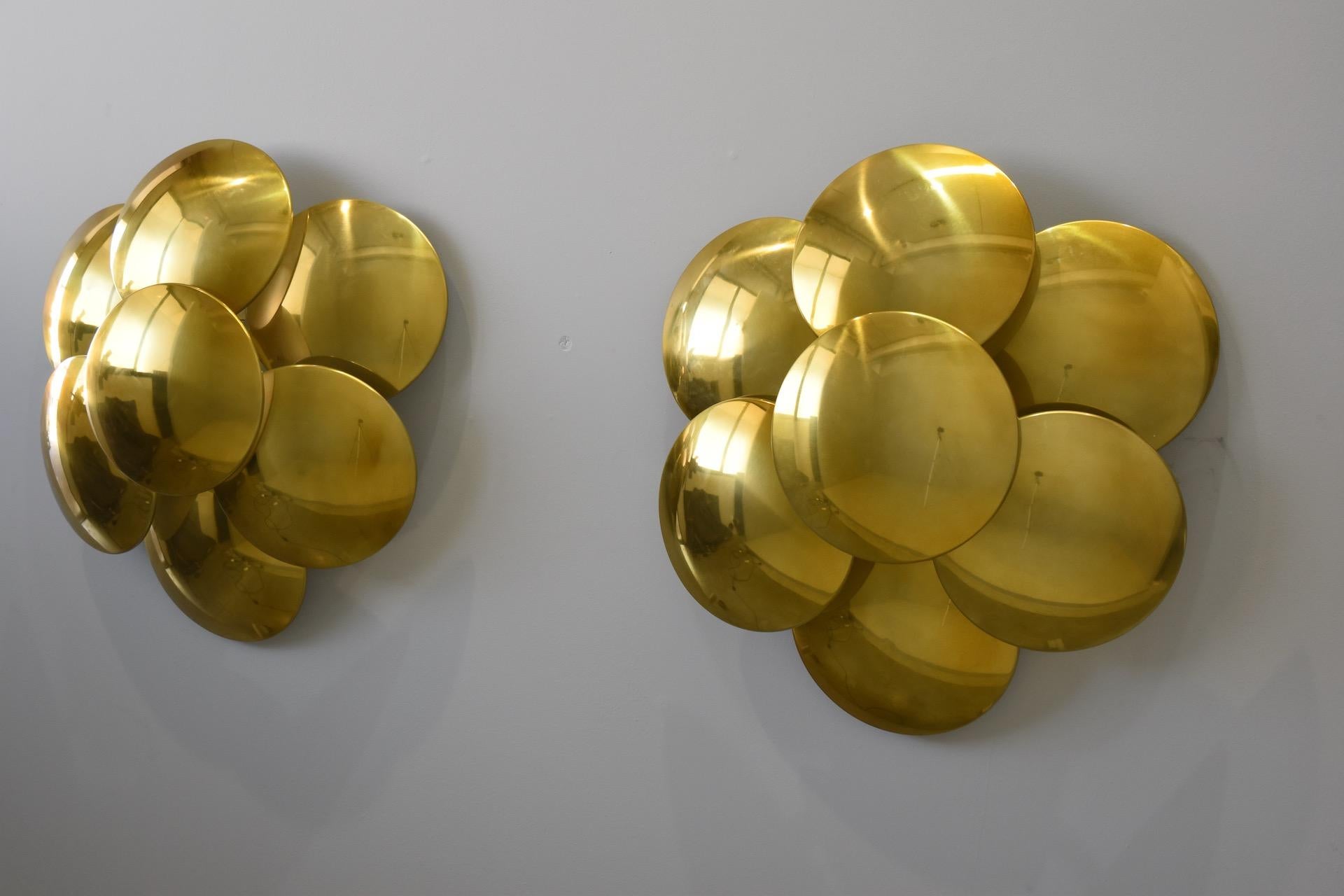 Rare Pair of Gilded Metal Wall Lights Design Goffredo Reggiani  For Sale 2